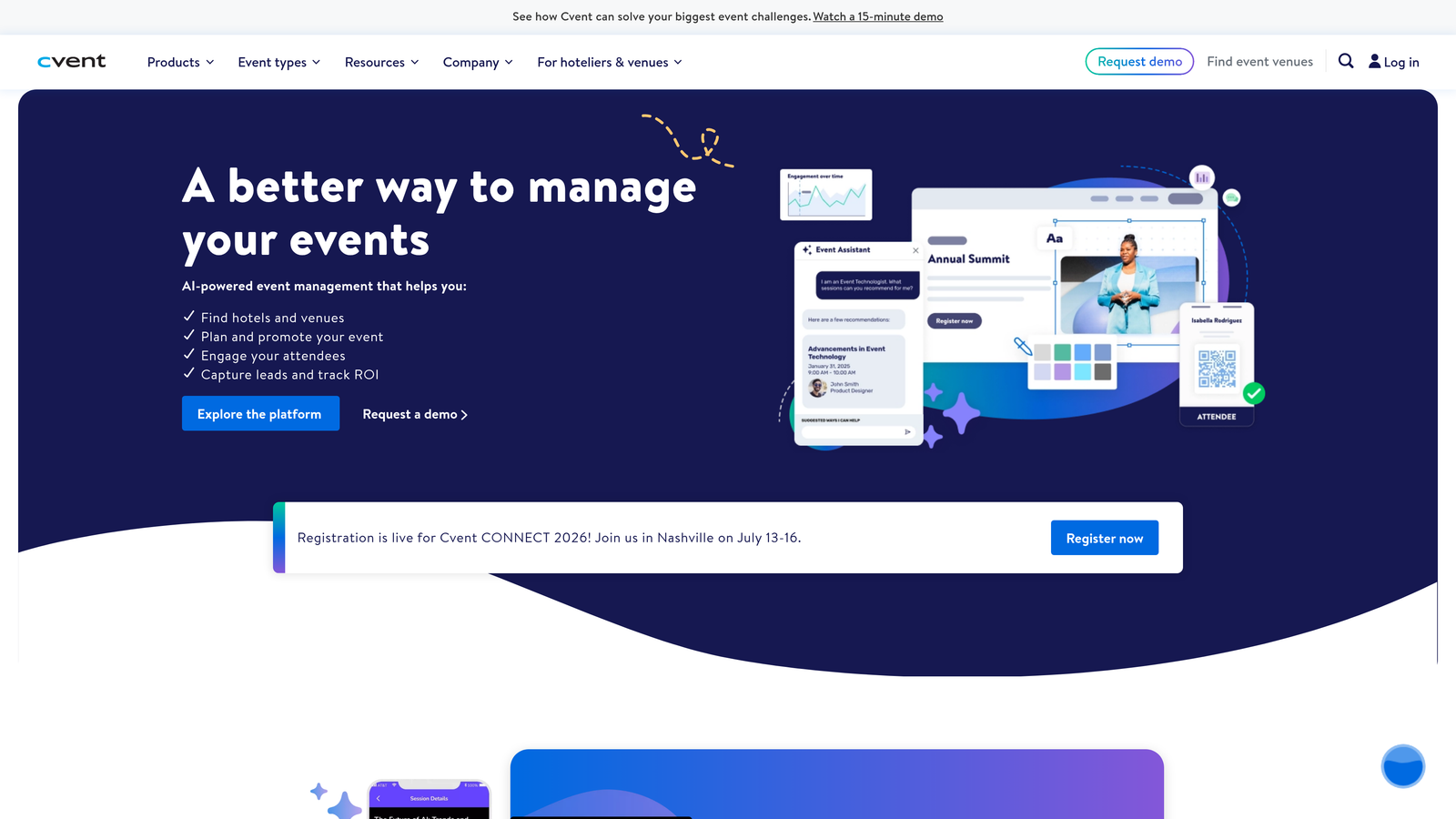 Screenshot of Cvent website