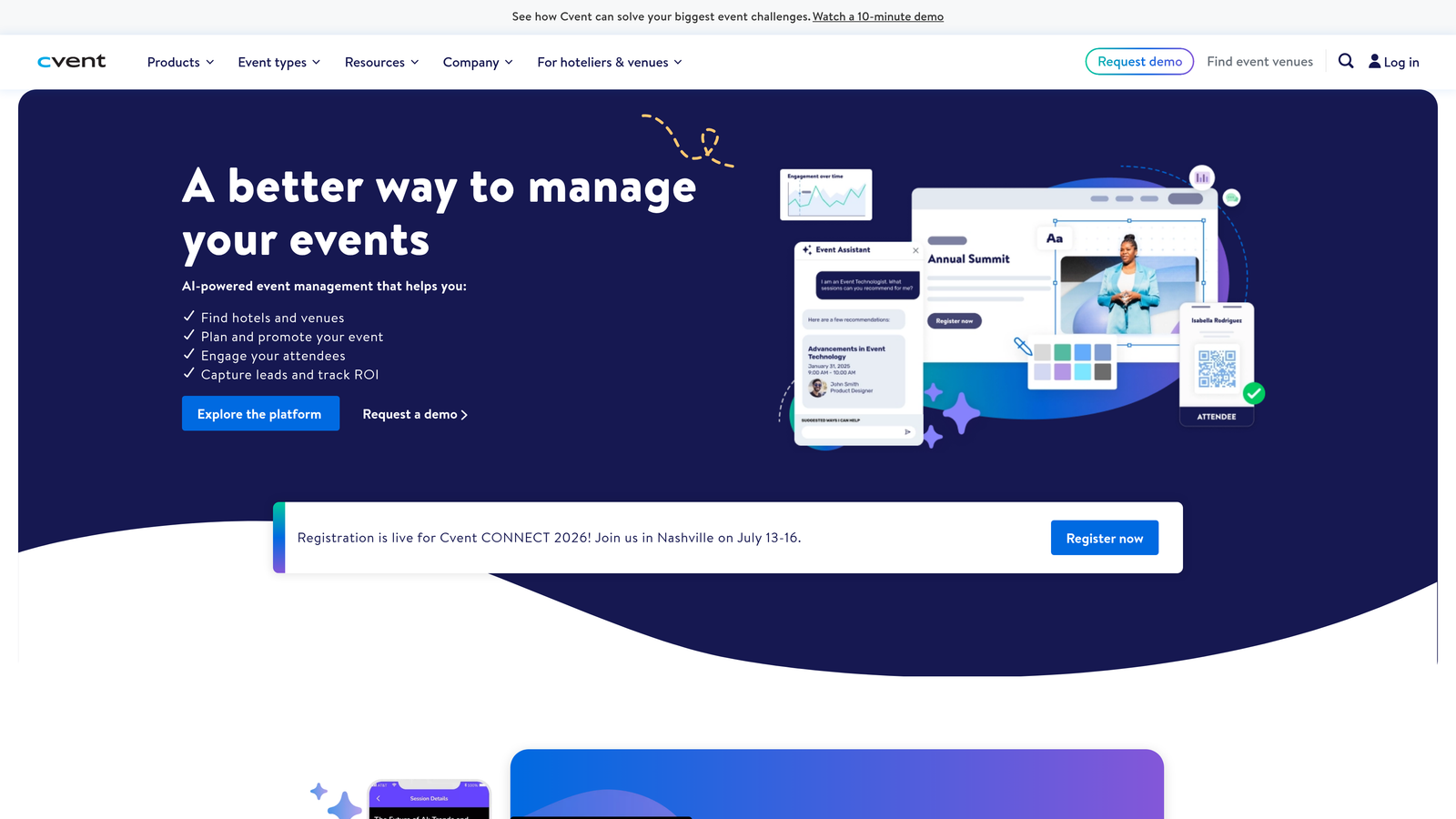 Screenshot of Cvent website