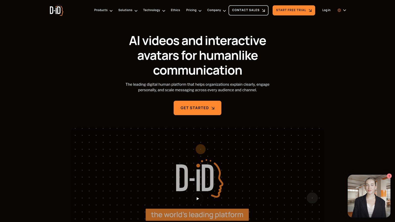 Screenshot of D-ID website