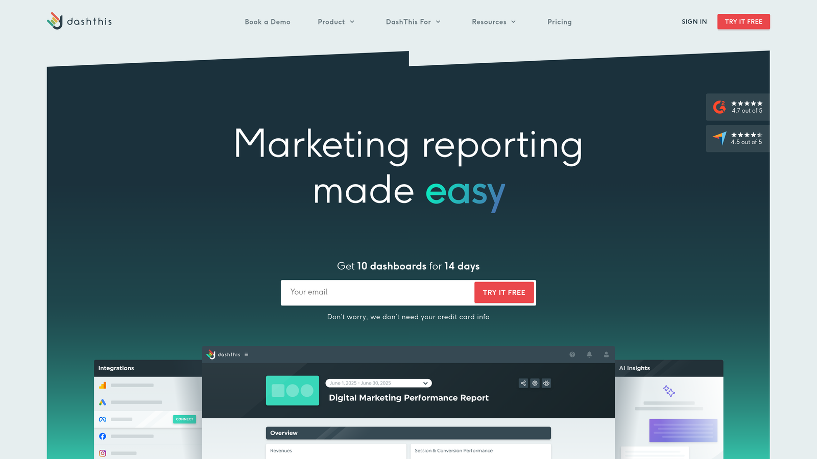 Screenshot of DashThis website