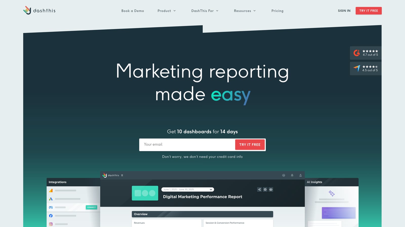 Screenshot of DashThis website