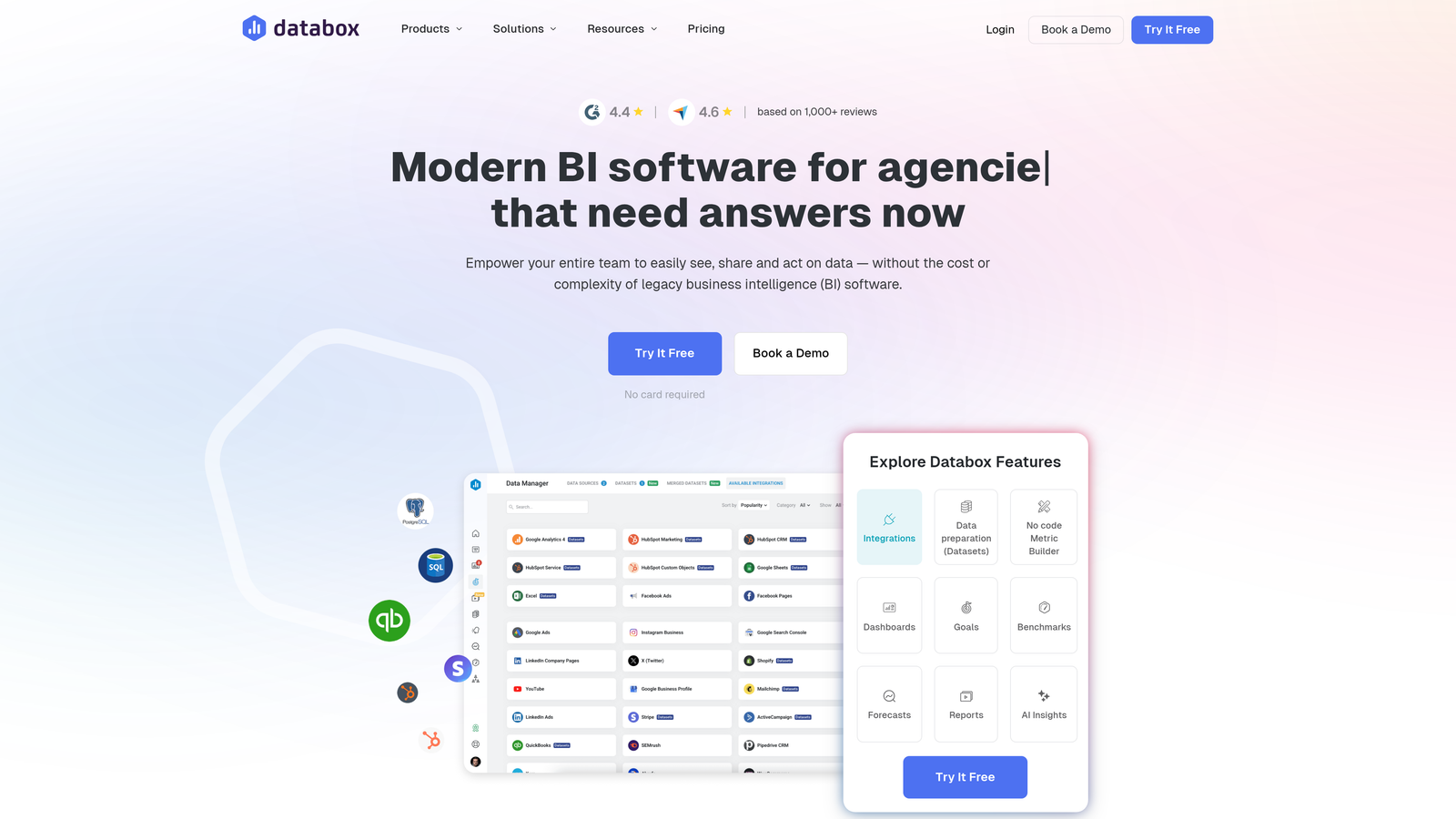 Screenshot of Databox website