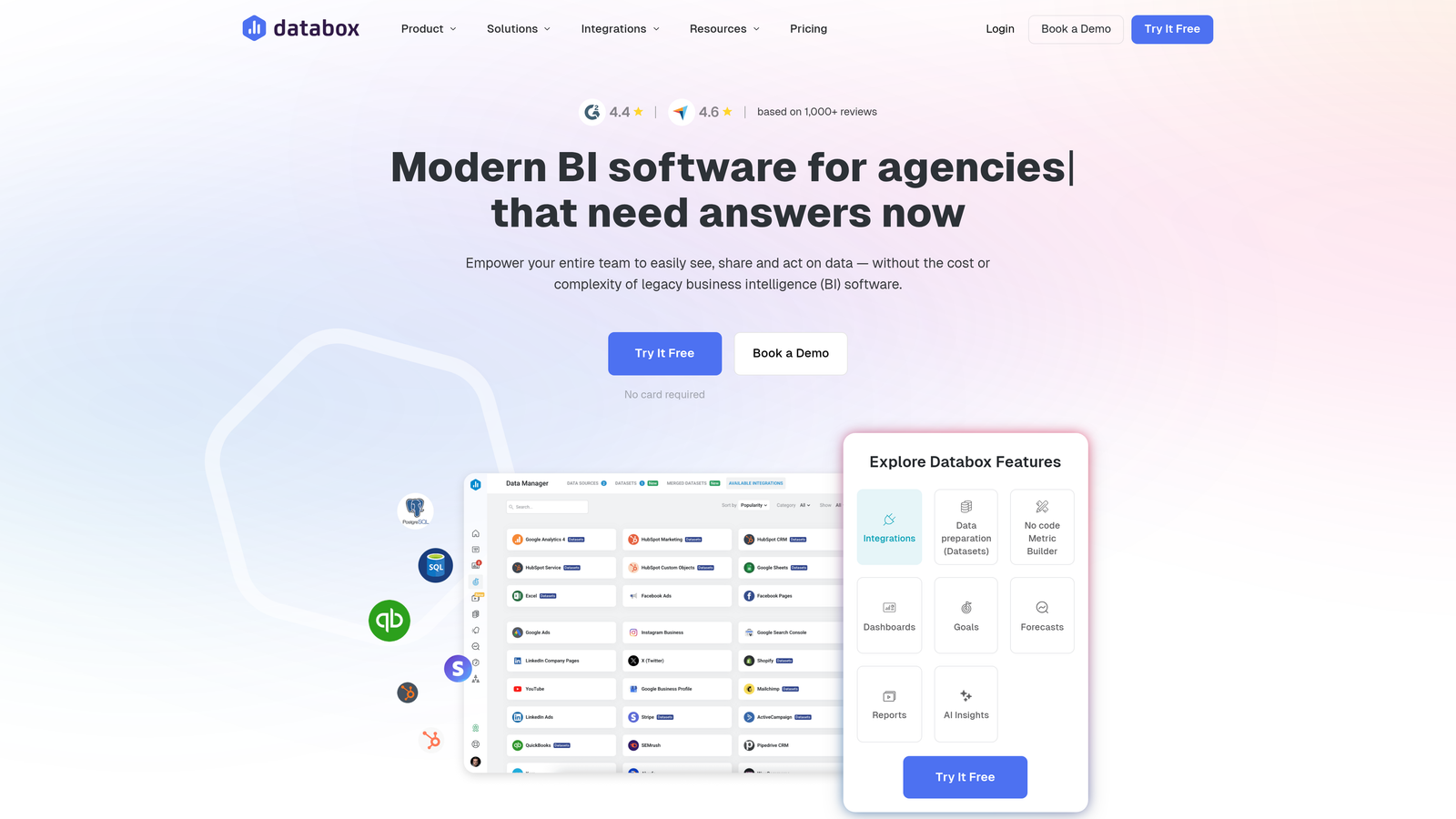 Screenshot of Databox website