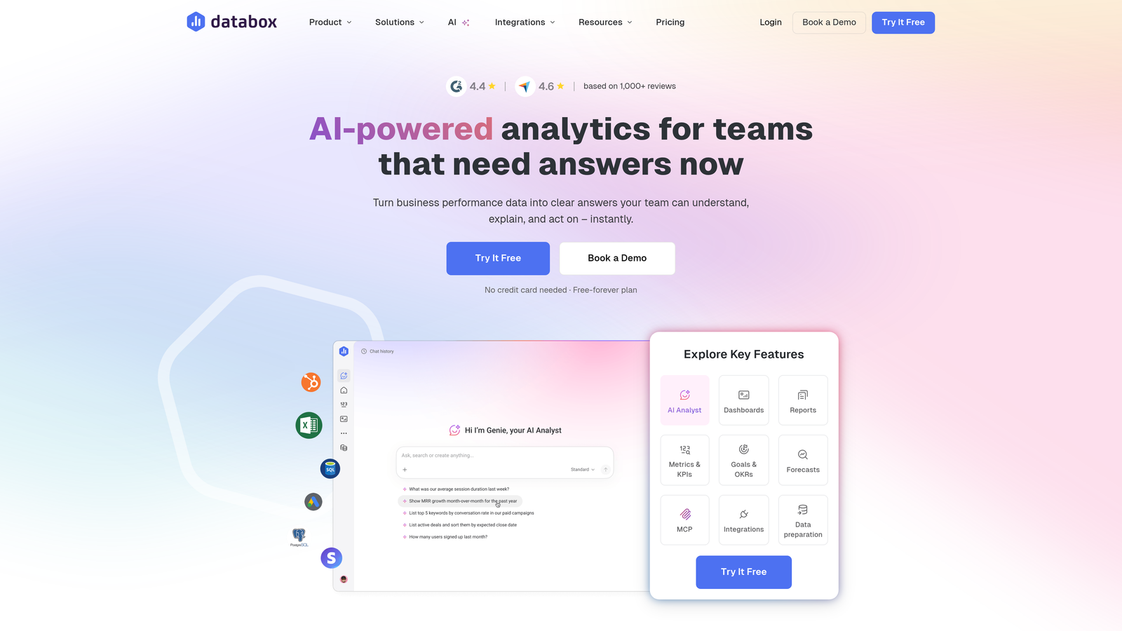 Screenshot of Databox website