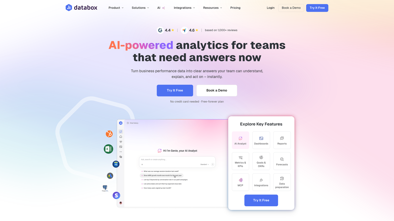 Screenshot of Databox website