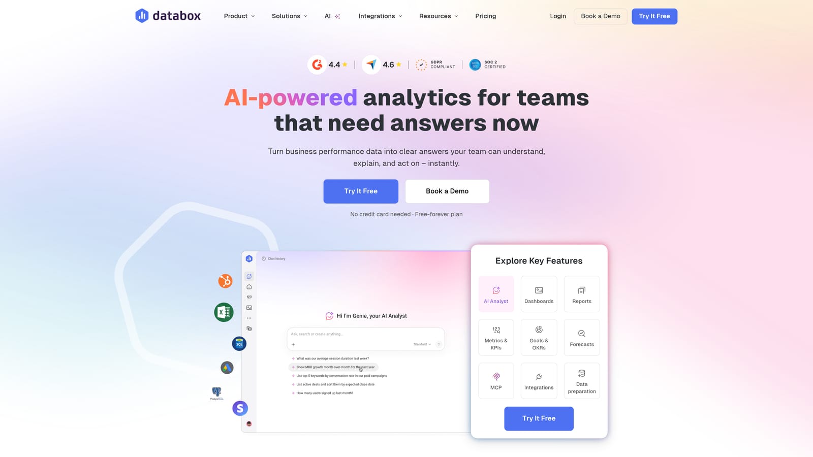 Screenshot of Databox website