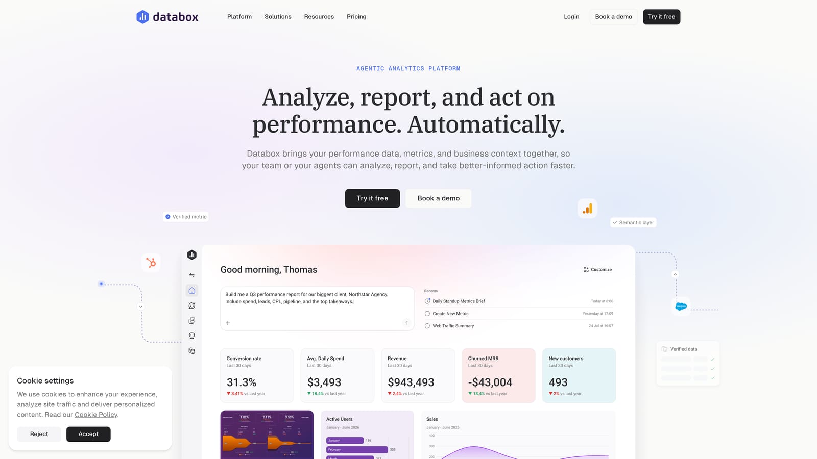 Screenshot of Databox website