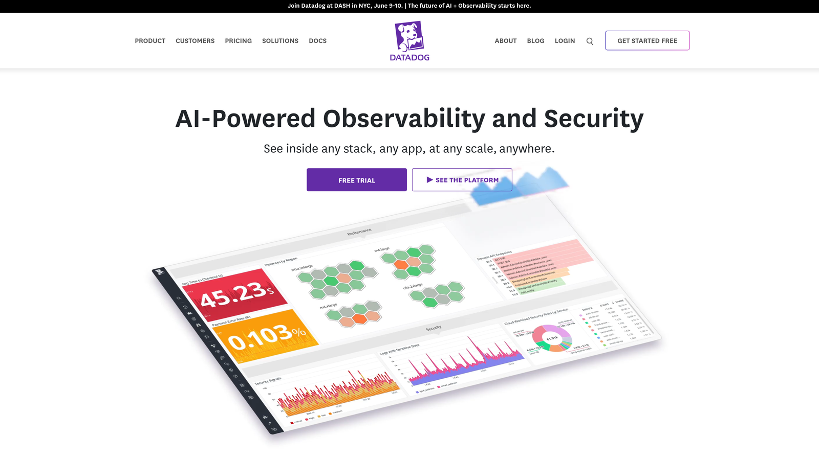 Screenshot of Datadog website