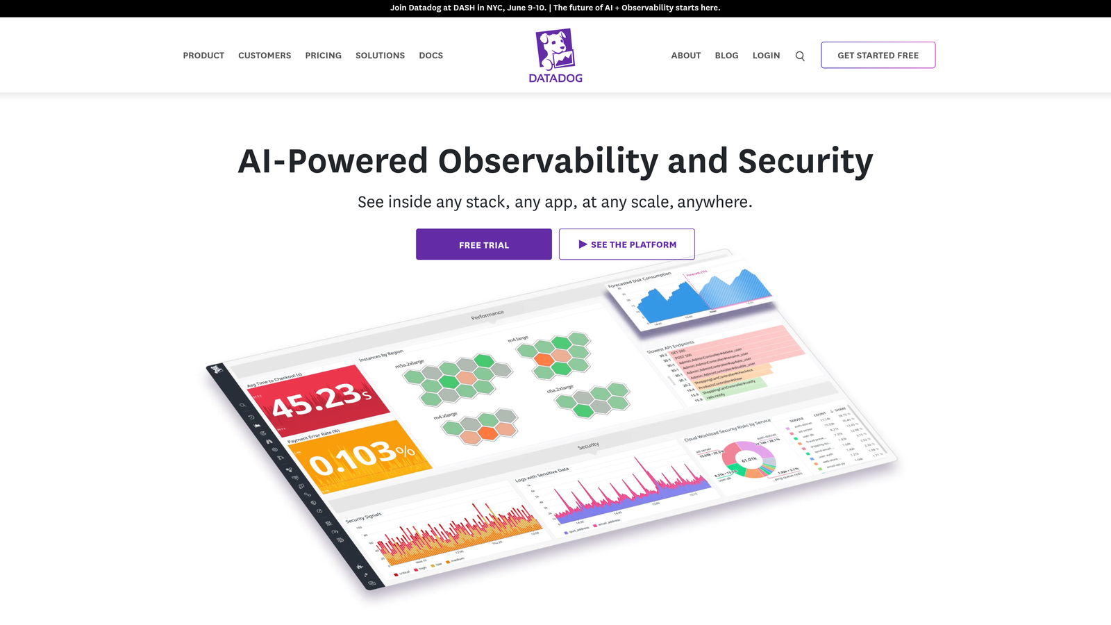 Screenshot of Datadog website