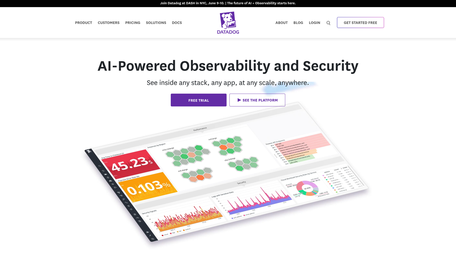 Screenshot of Datadog website