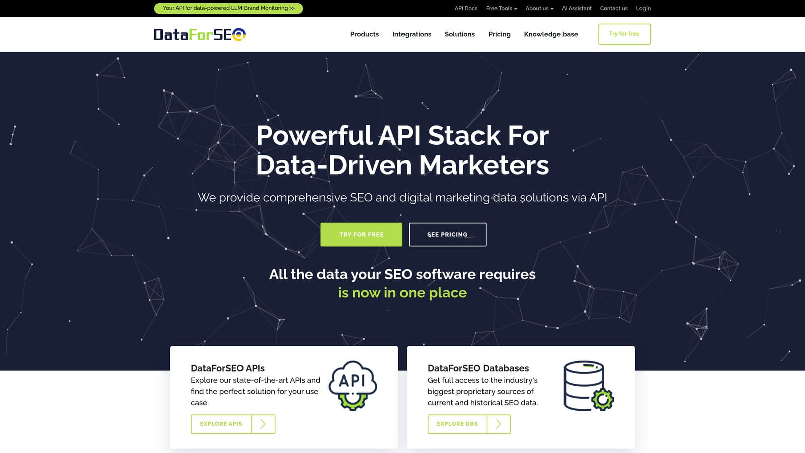 Screenshot of DataForSEO SERP API website