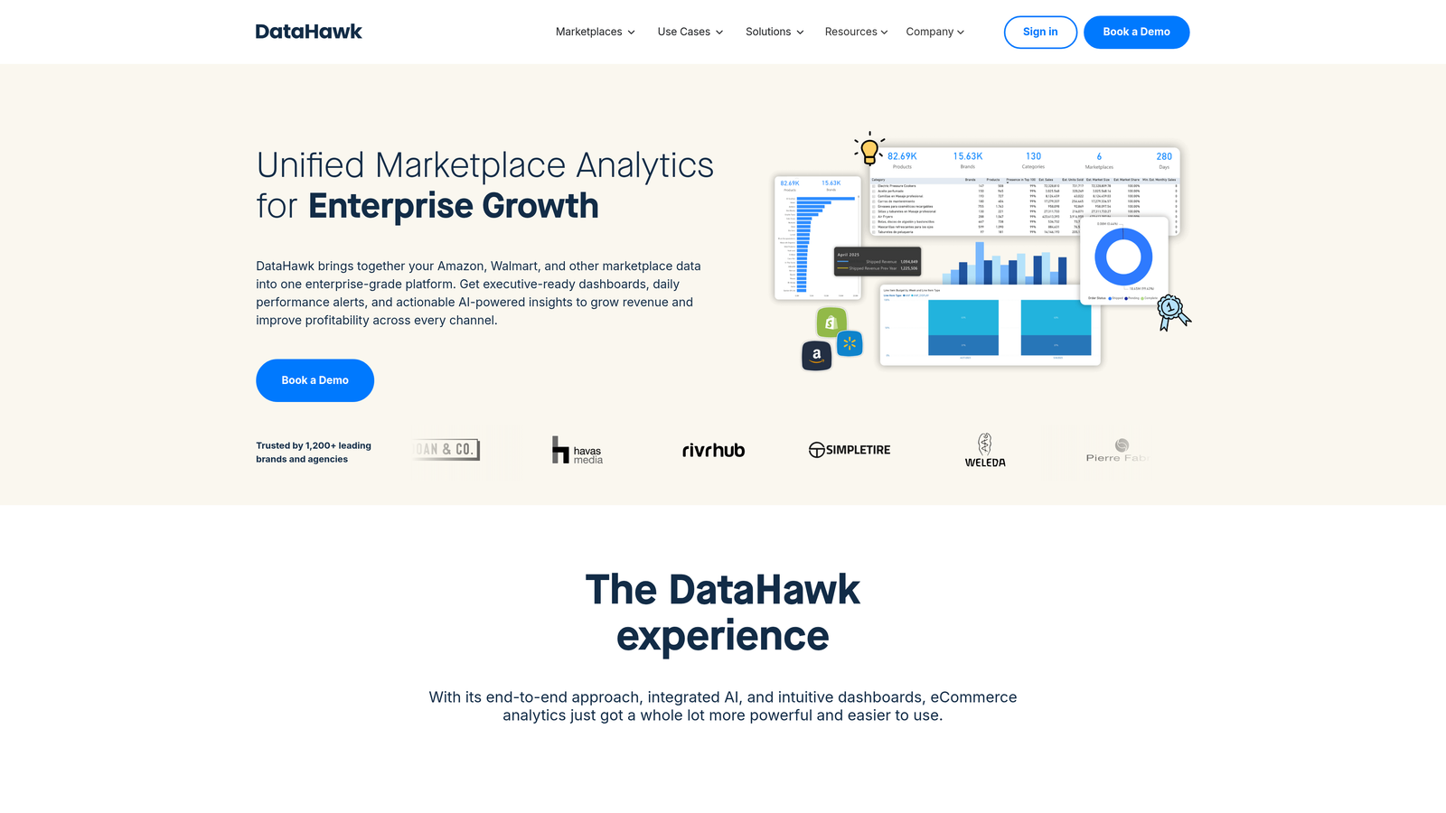 Screenshot of DataHawk website