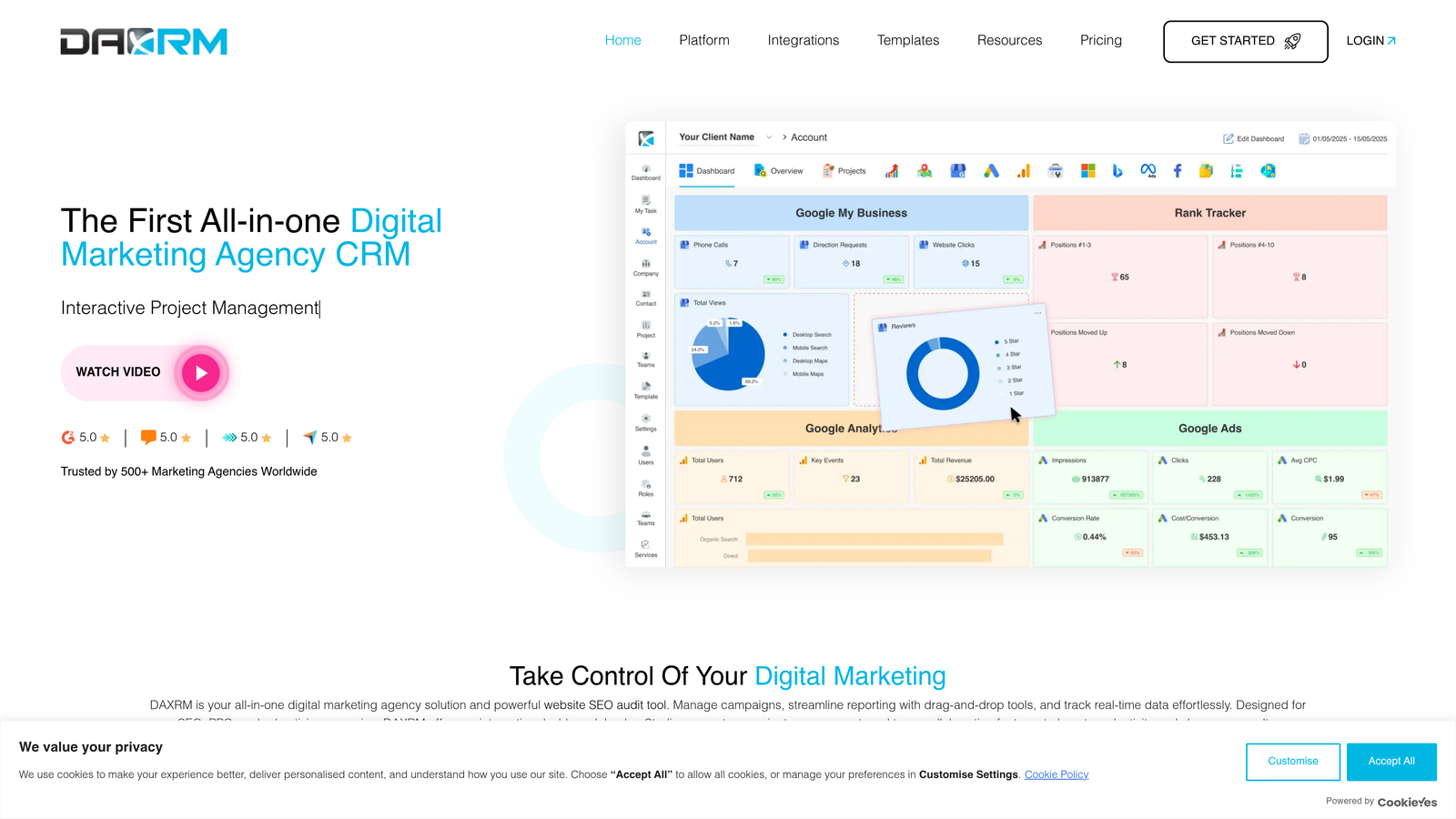 Screenshot of Daxrm website