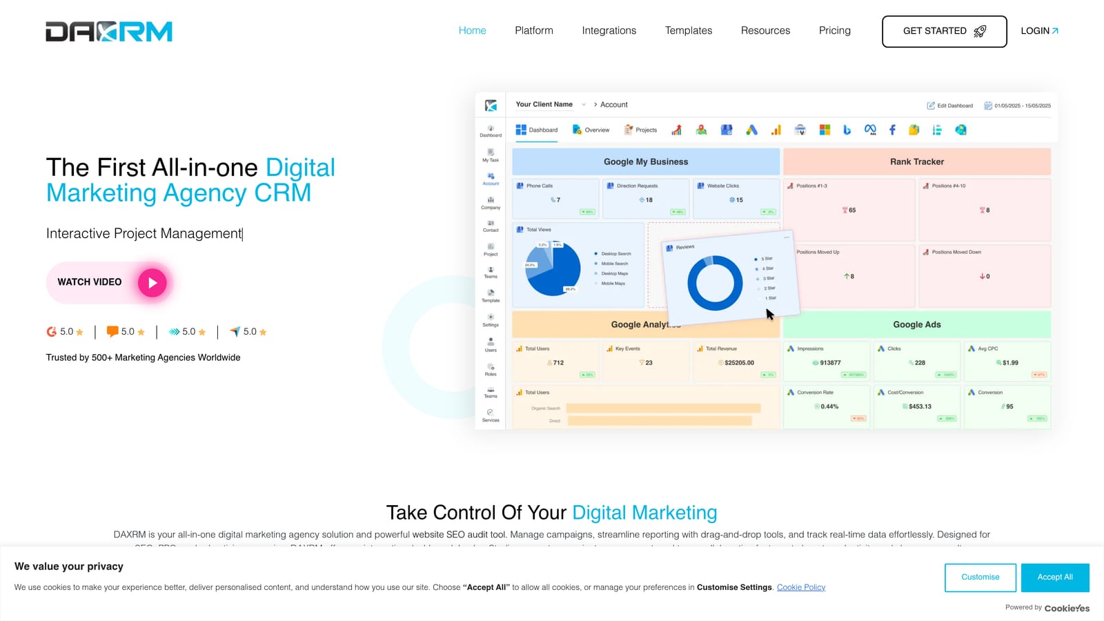 Screenshot of Daxrm website
