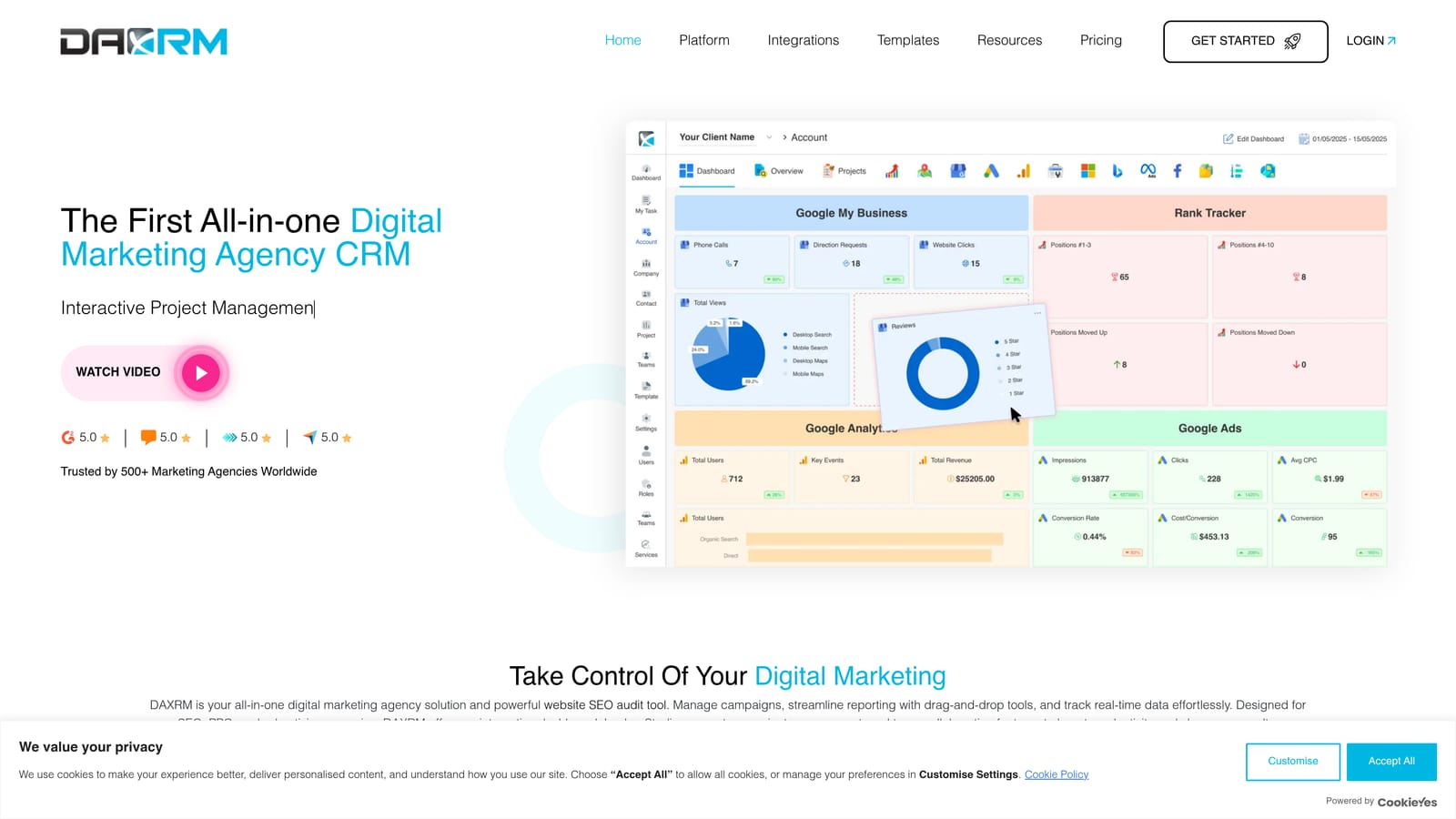 Screenshot of Daxrm website