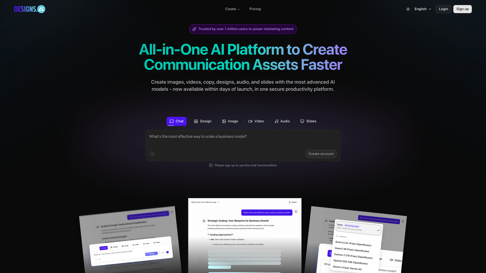 Screenshot of Designs.ai website