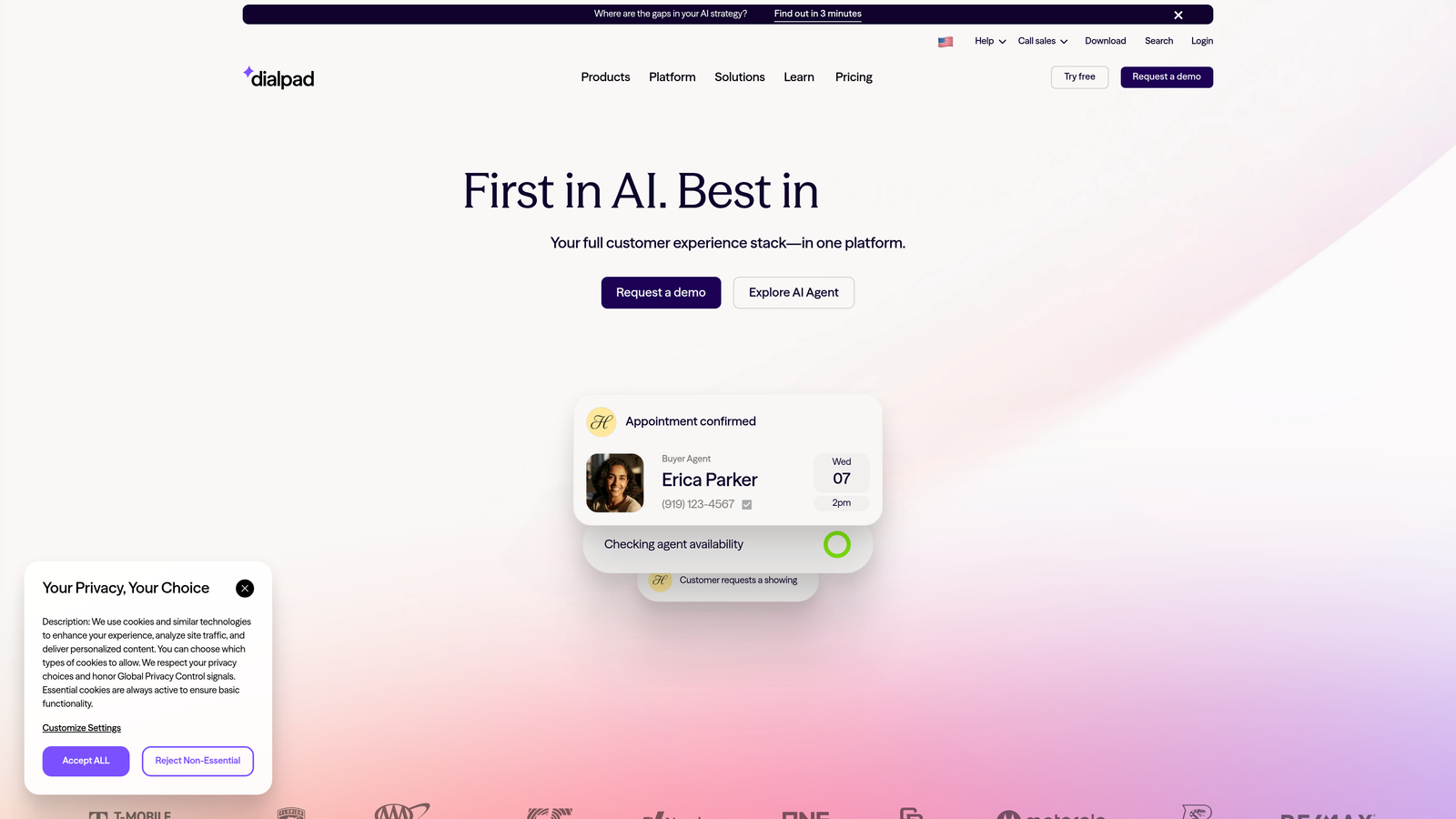 Screenshot of Dialpad AI website
