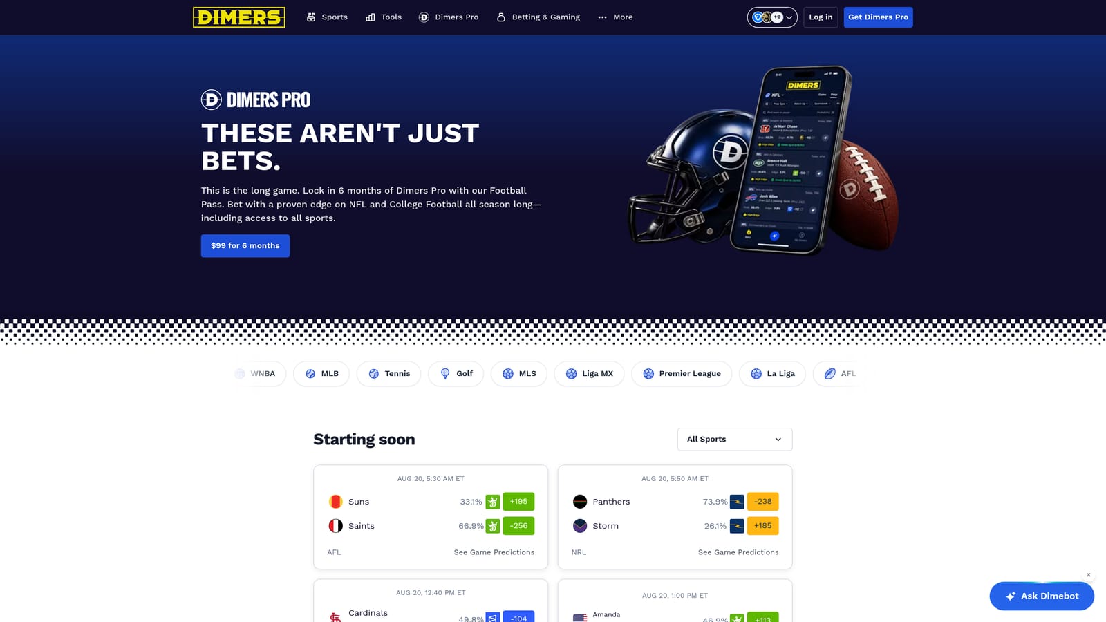 Screenshot of Dimers website