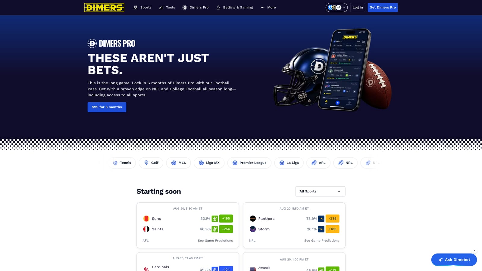 Screenshot of Dimers website