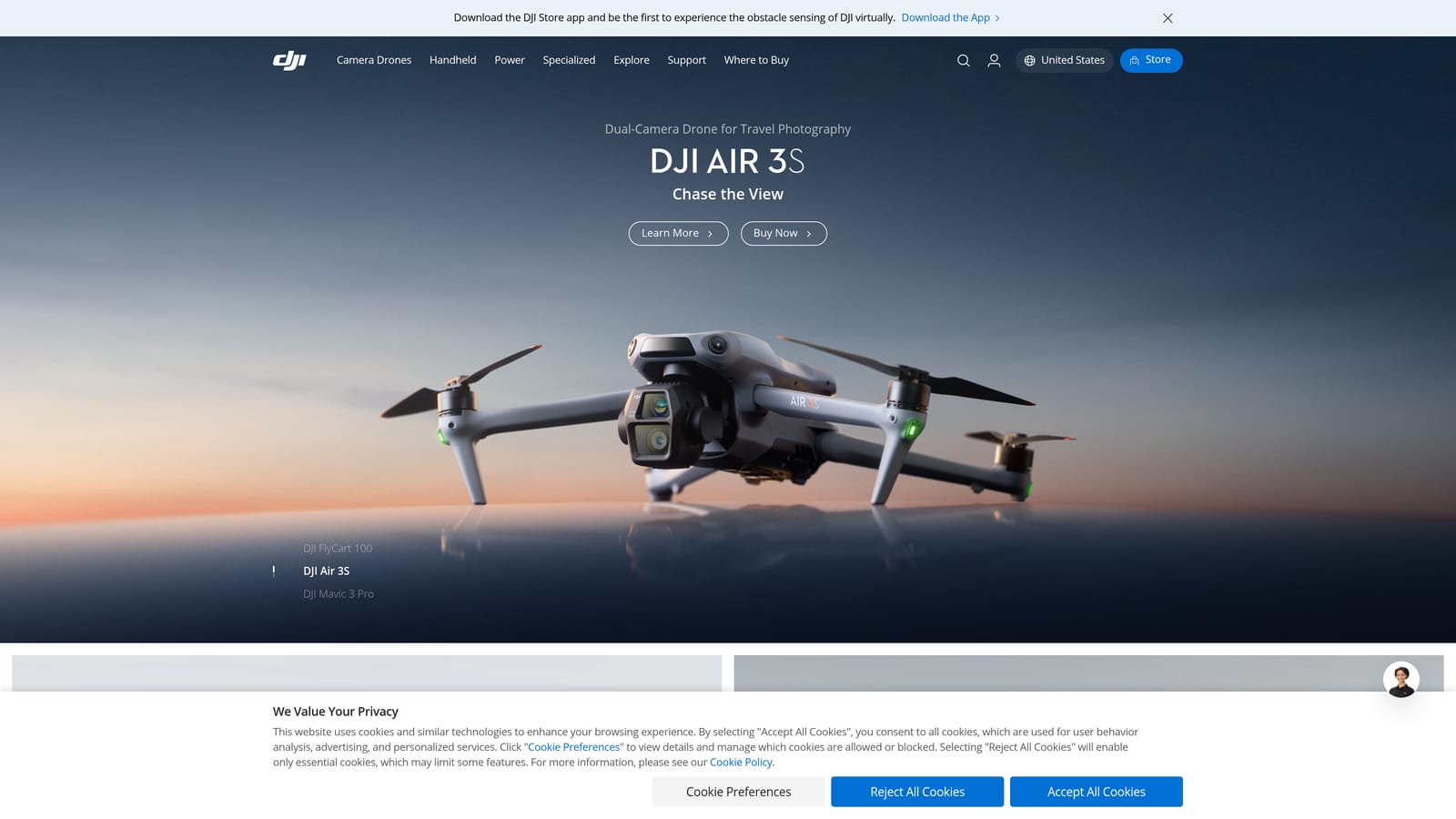Screenshot of DJI RS 4 Mini website