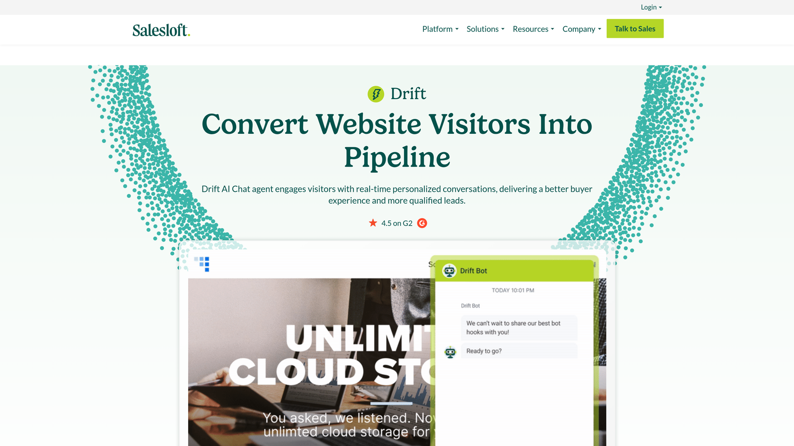 Screenshot of Drift website