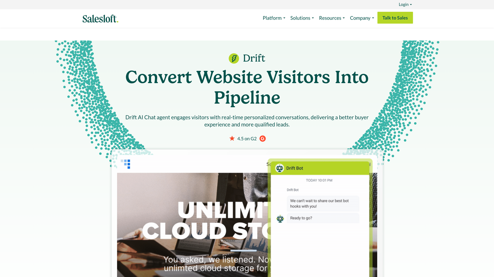 Screenshot of Drift website