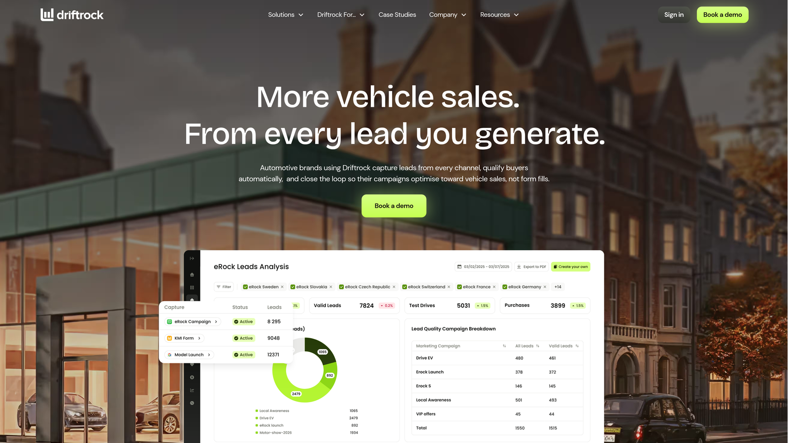Screenshot of Driftrock website