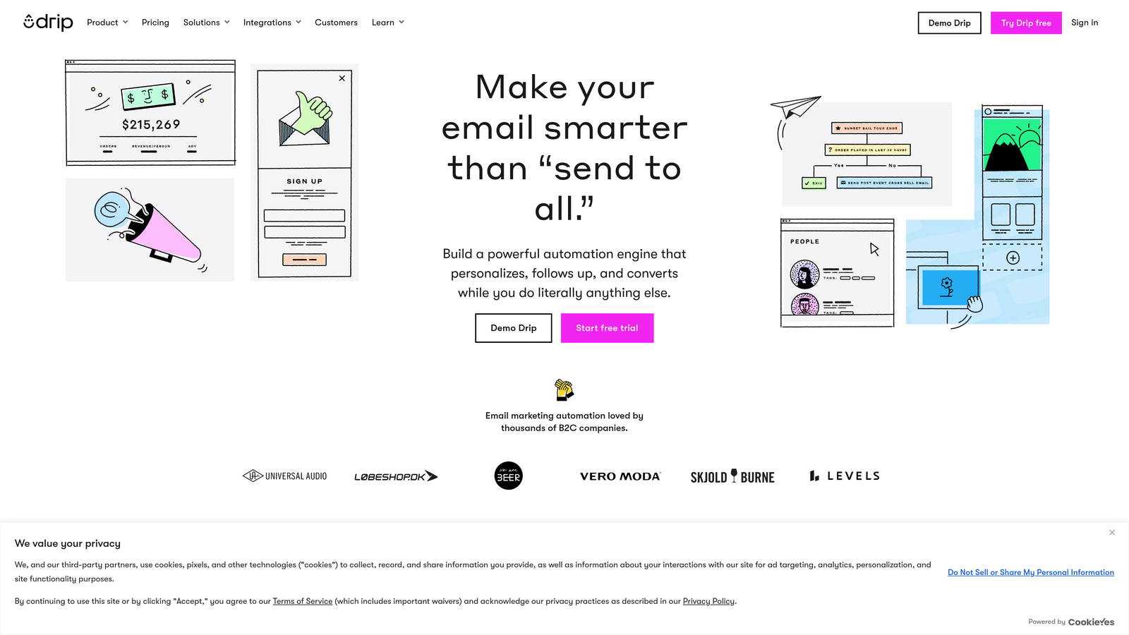 Screenshot of Drip website