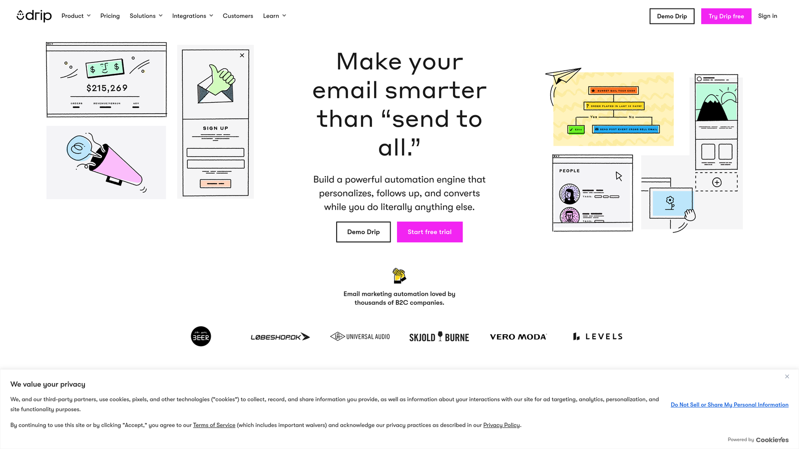 Screenshot of Drip website