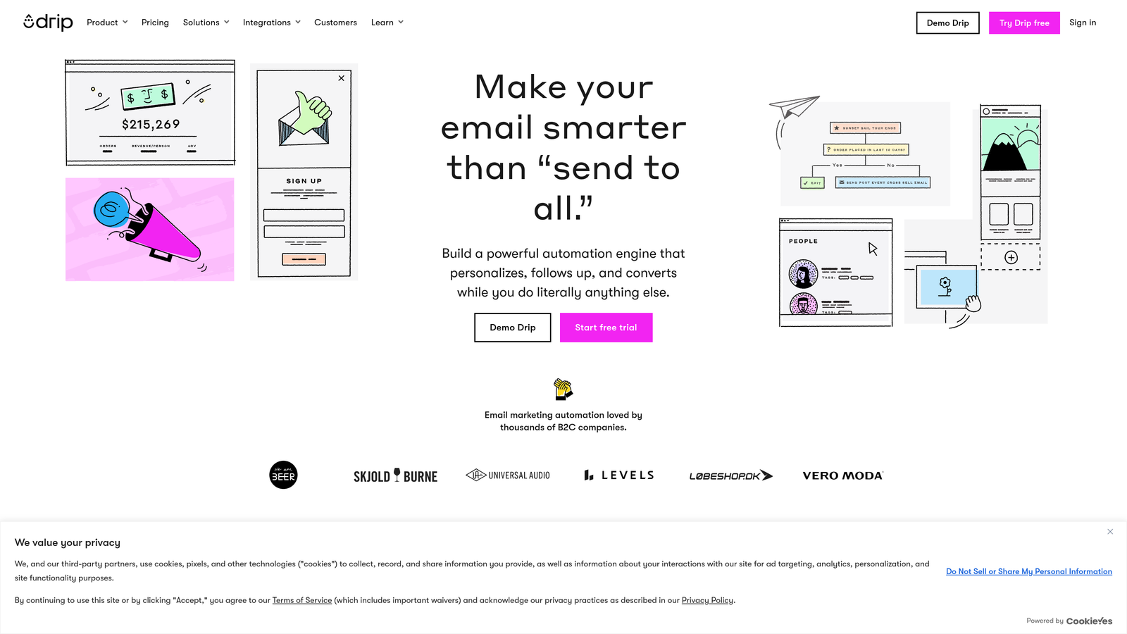 Screenshot of Drip website