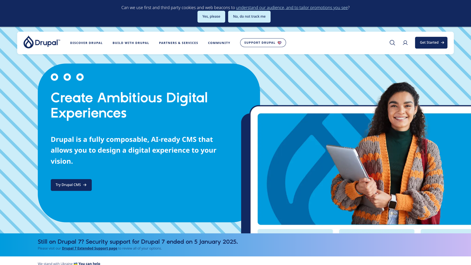 Screenshot of Drupal website homepage