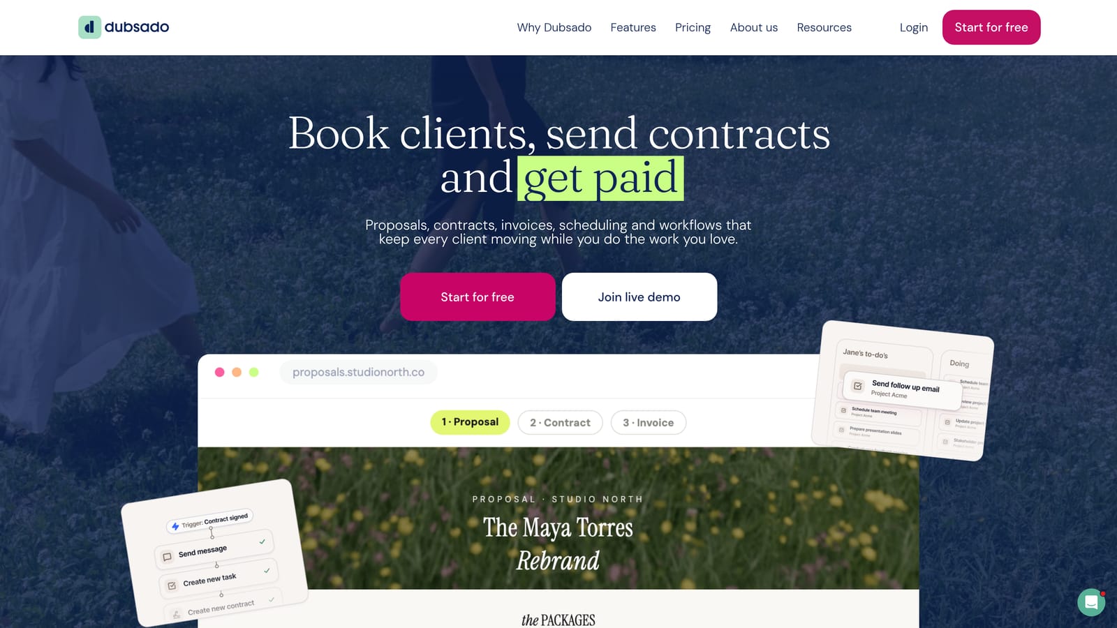 Screenshot of Dubsado website