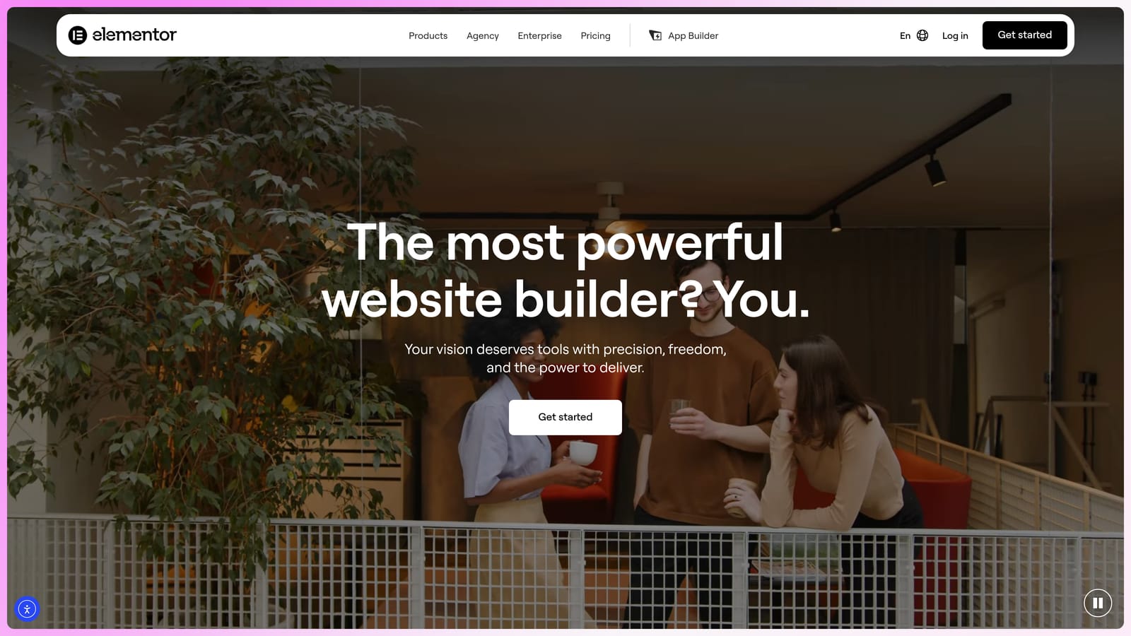 Screenshot of Elementor website