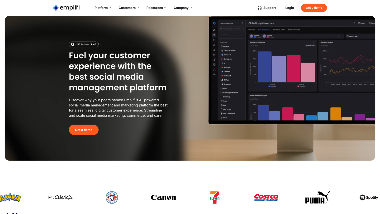 Screenshot of Emplifi website homepage
