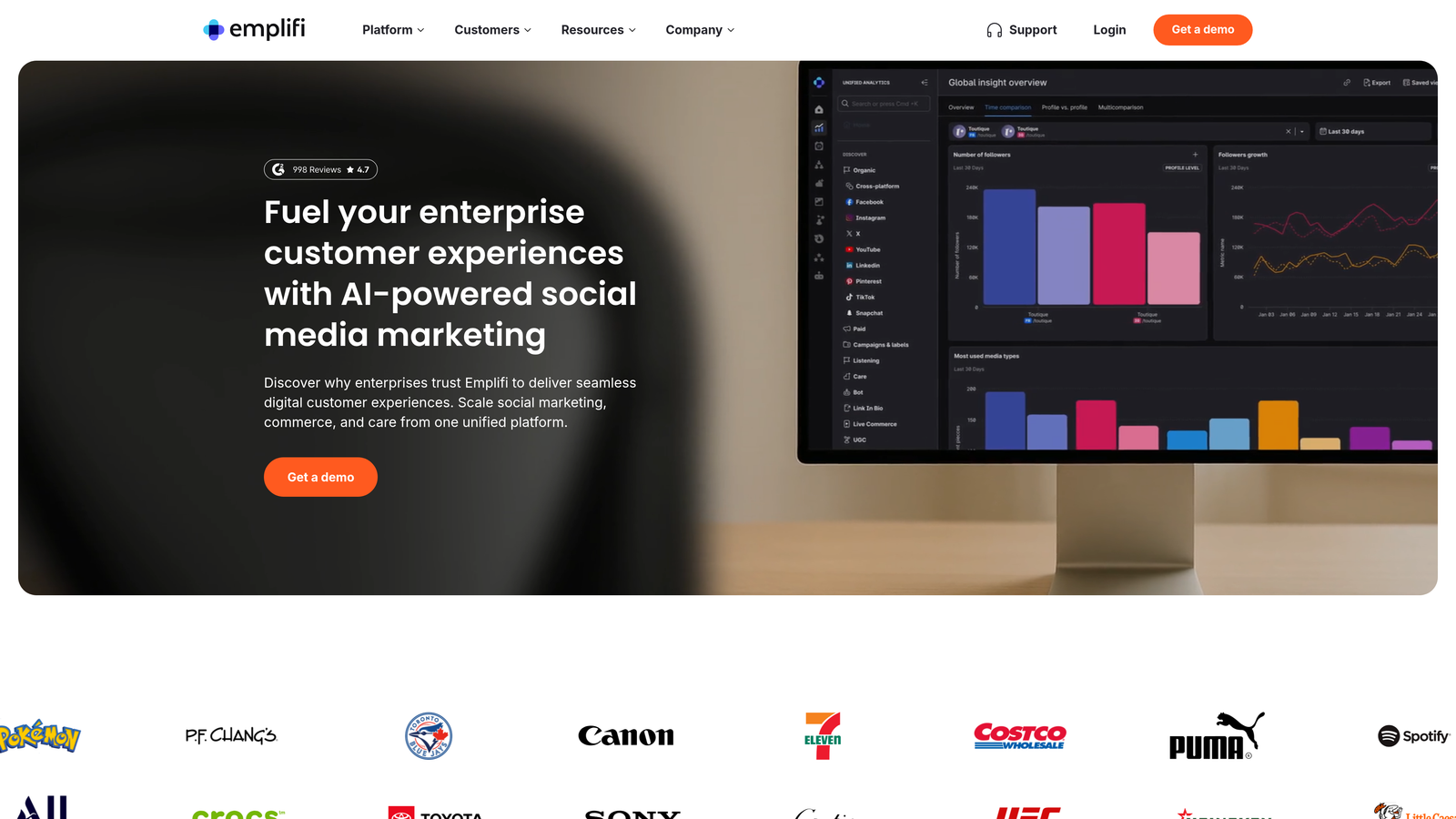 Screenshot of Emplifi website