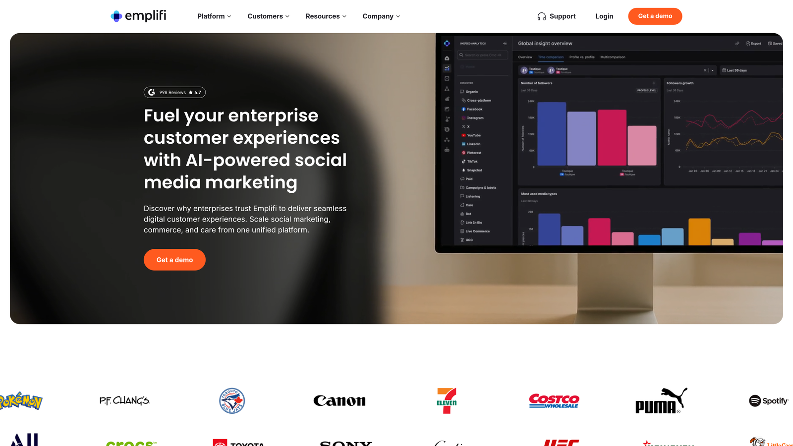 Screenshot of Emplifi website