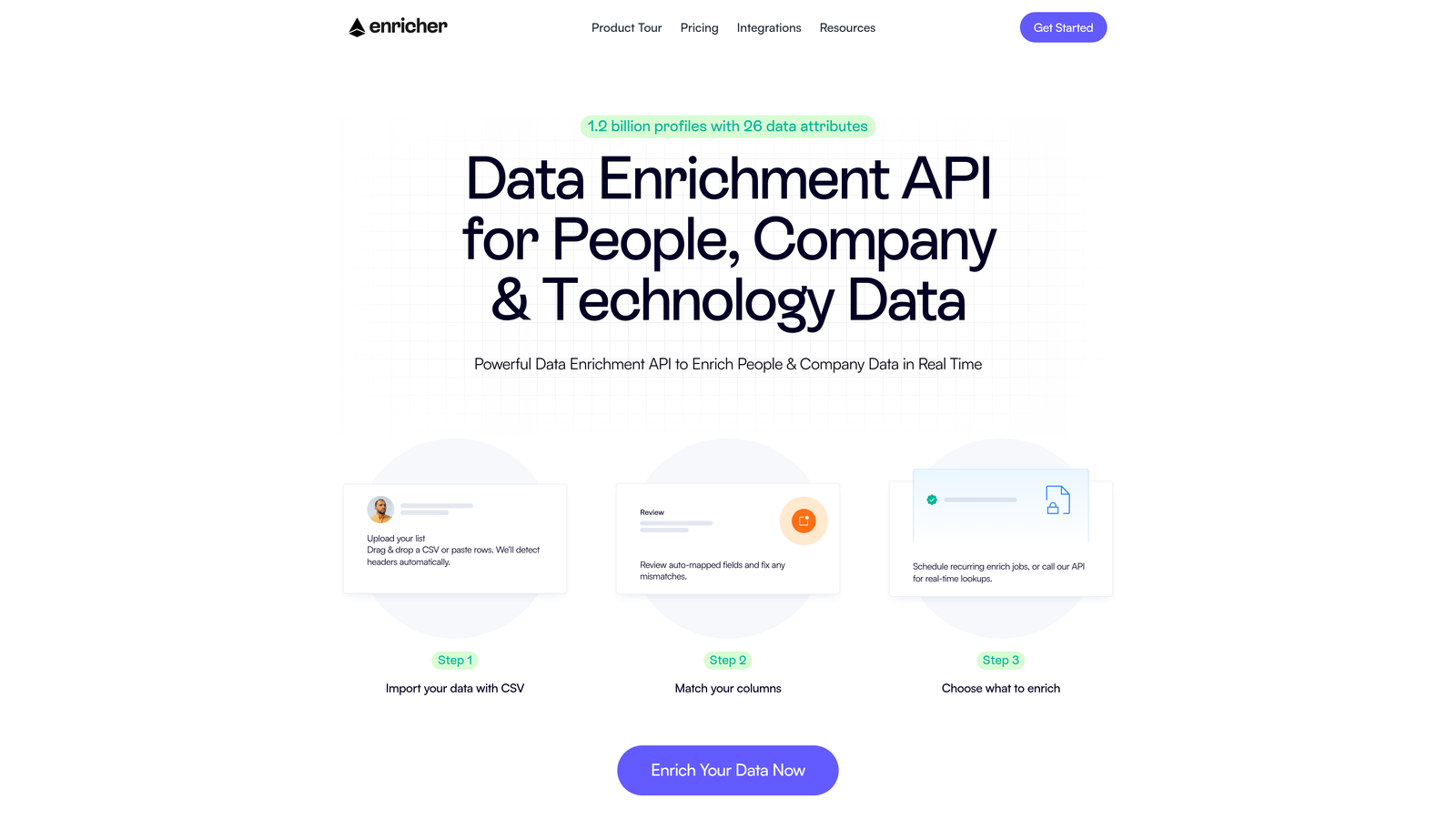 Screenshot of Enricher.io website