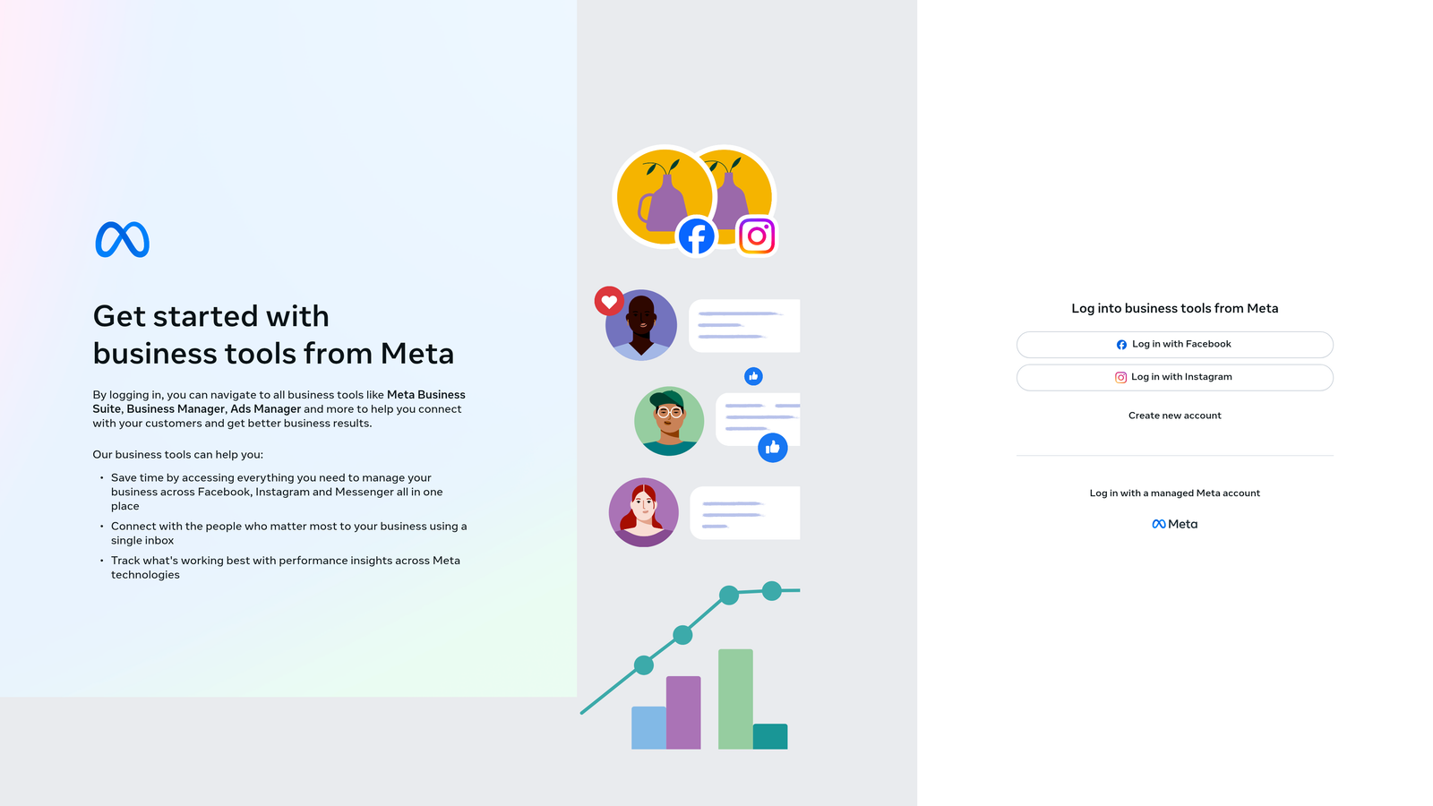 Screenshot of Facebook Ads Manager website homepage