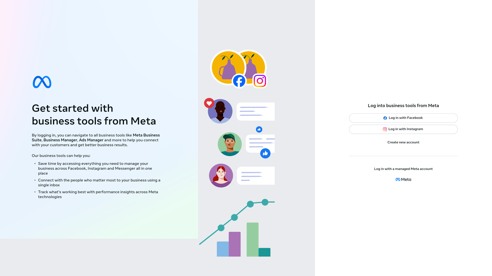Screenshot of Facebook Ads Manager website homepage