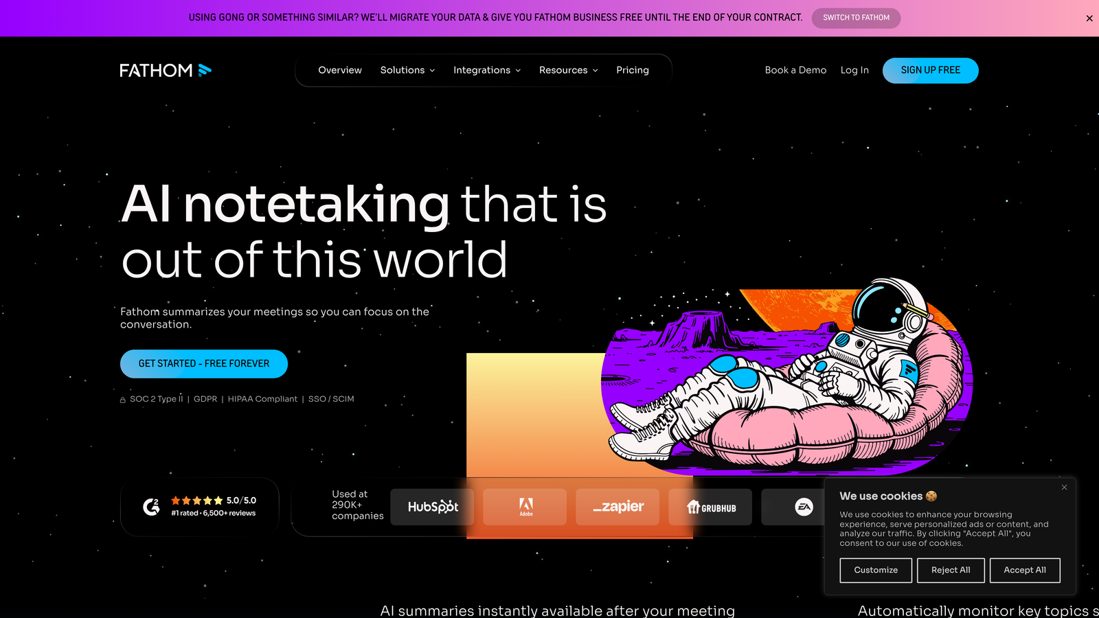 Screenshot of Fathom website