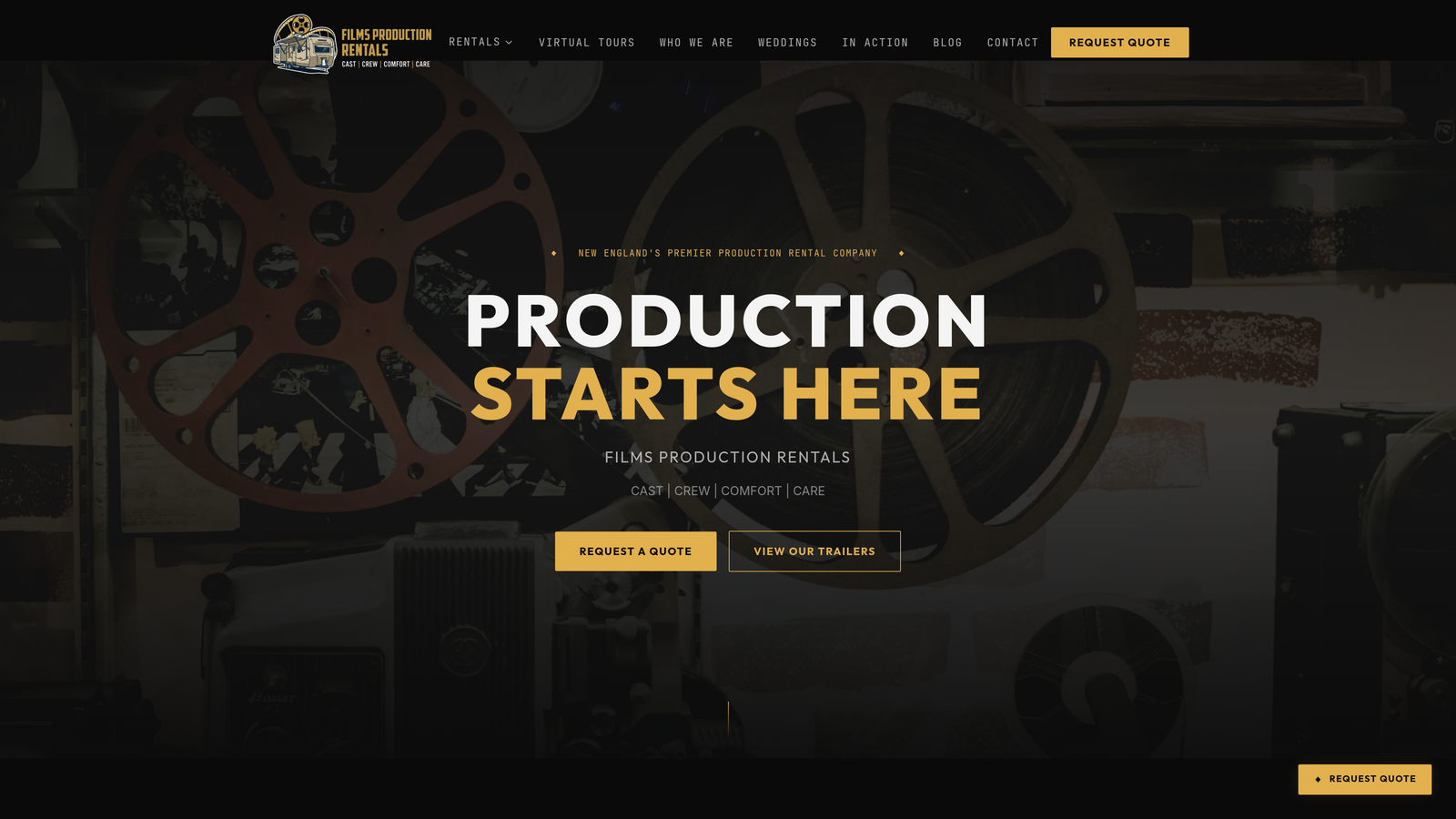 Screenshot of FILMS Production Rentals website