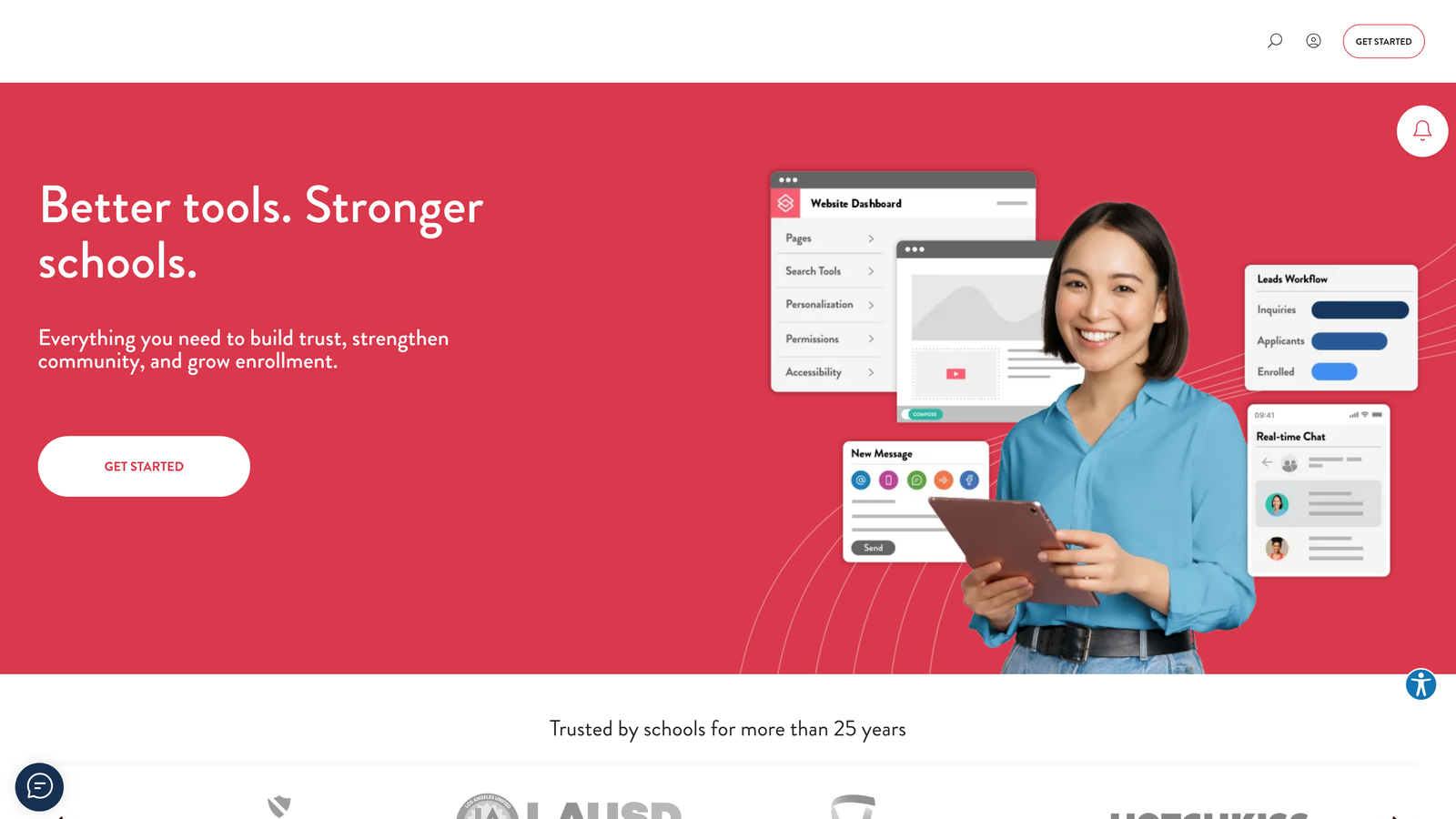 Screenshot of Finalsite Enrollment website