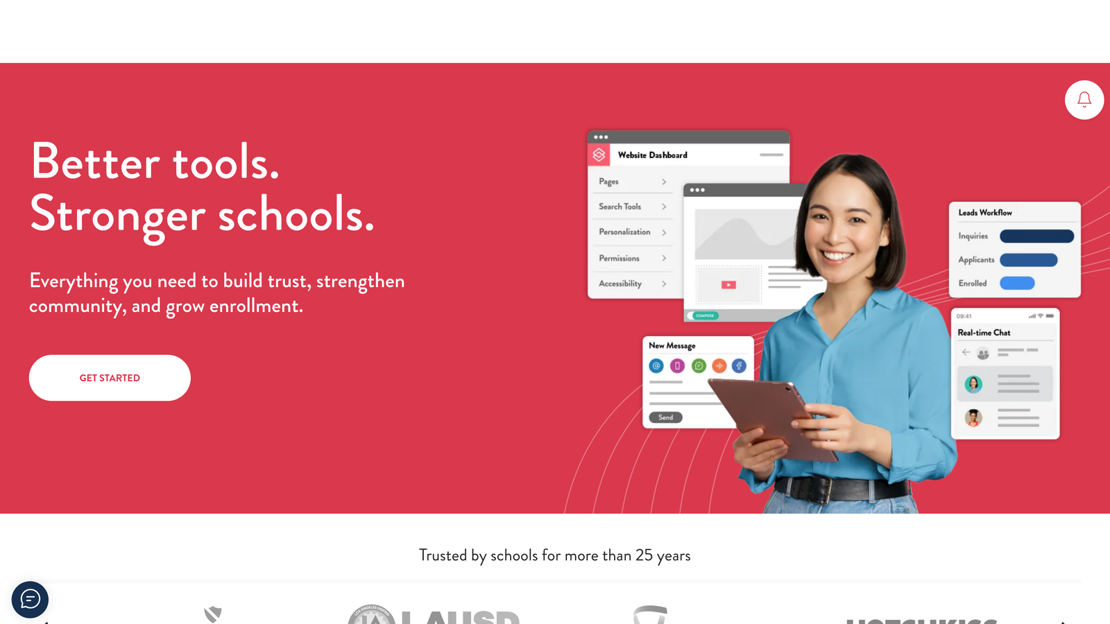 Screenshot of Finalsite website