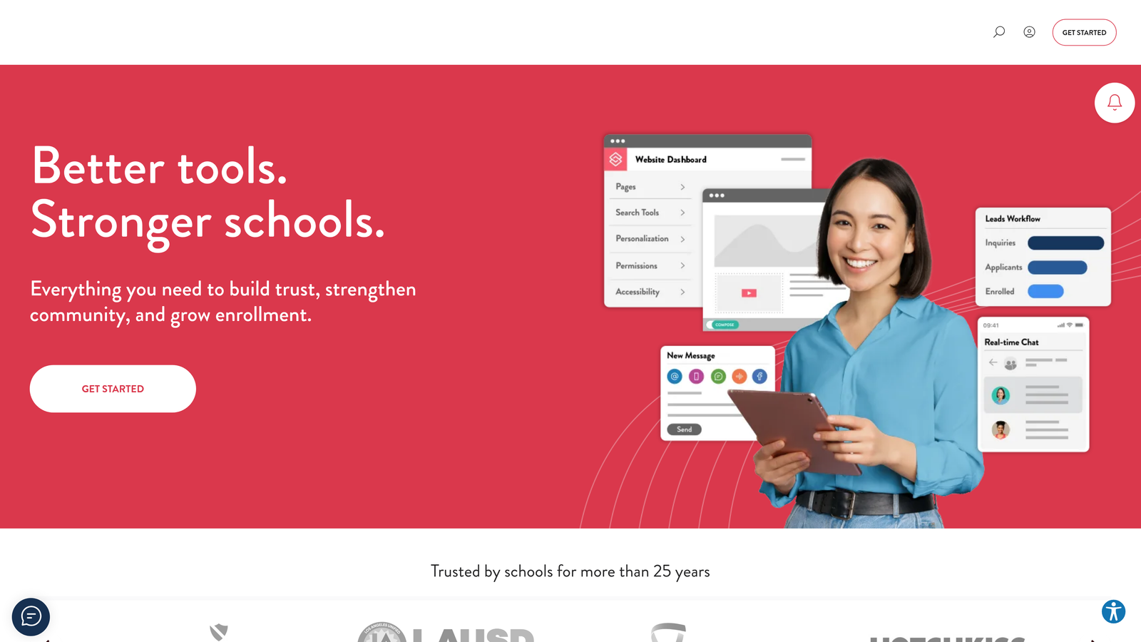 Screenshot of Finalsite website