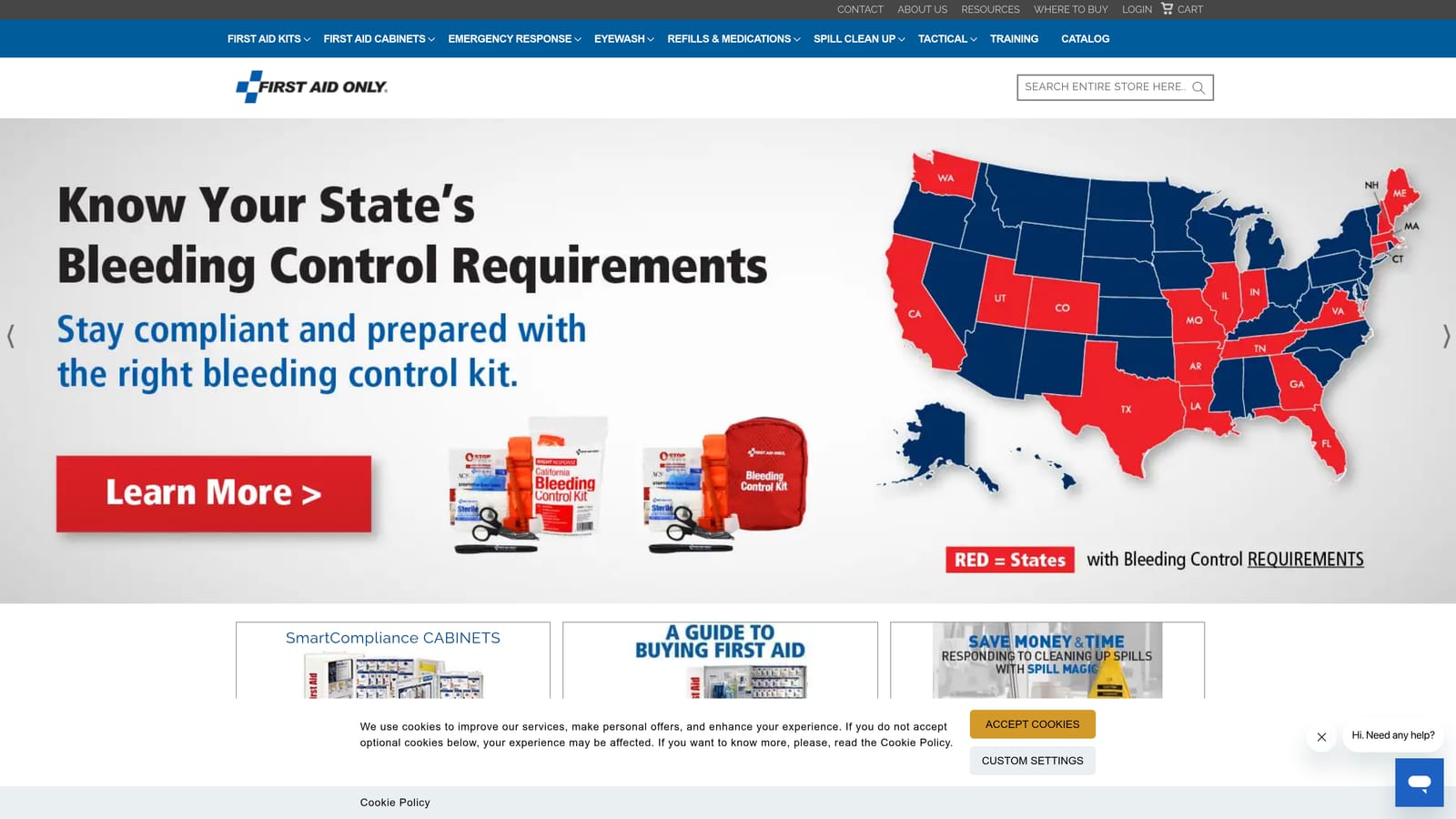 Screenshot of First Aid Only website