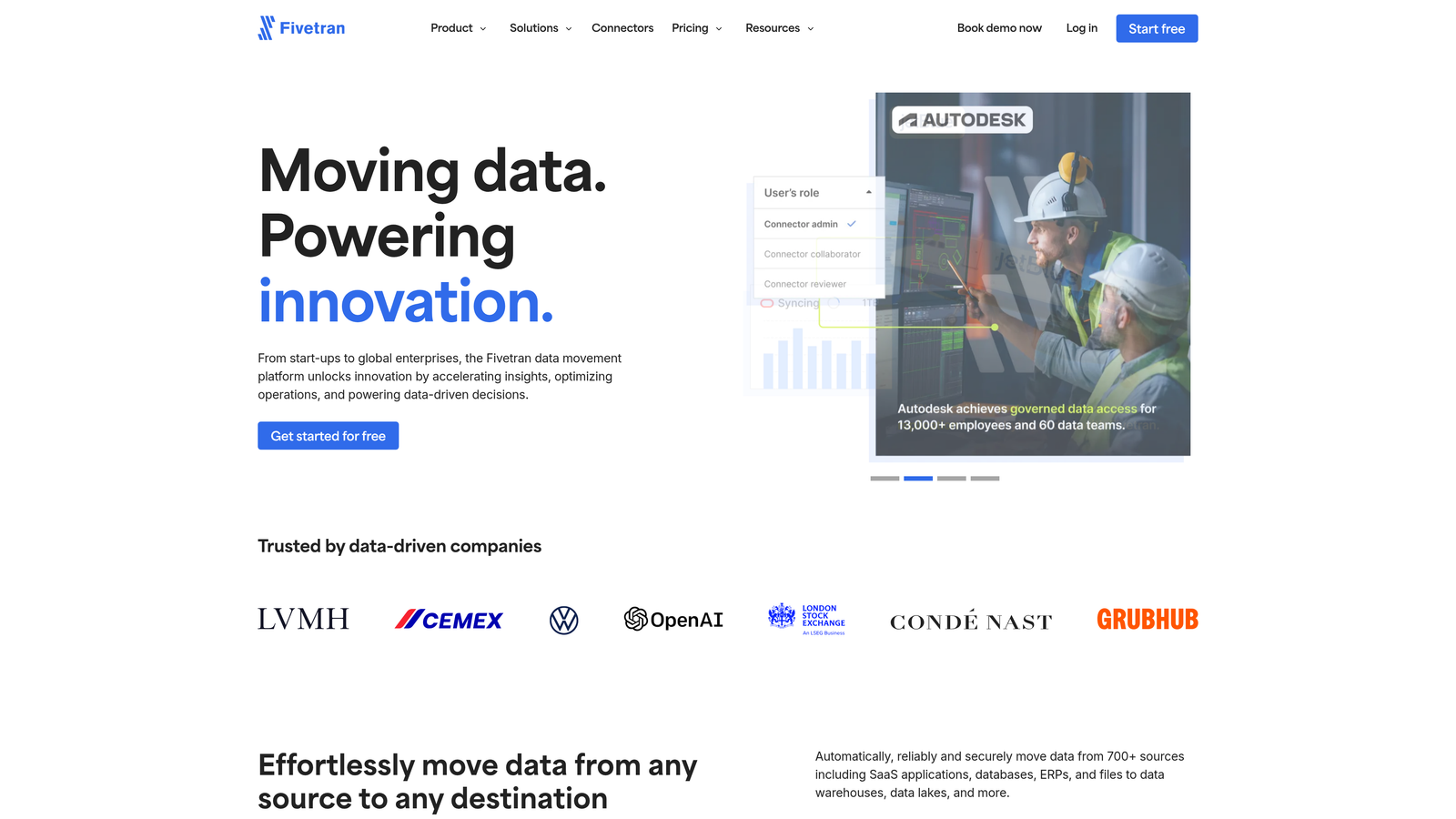 Screenshot of Fivetran website