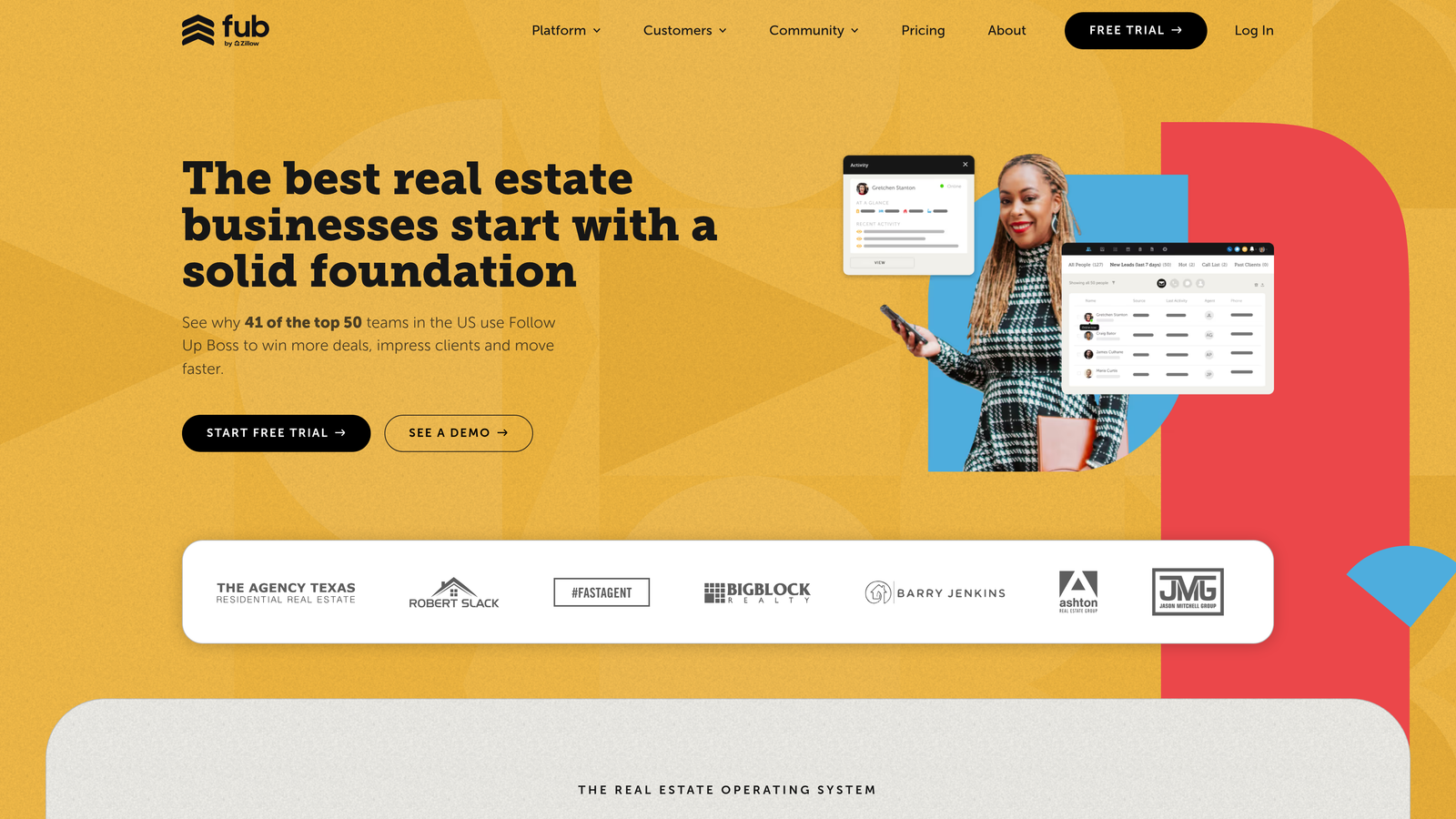 Screenshot of Follow Up Boss website