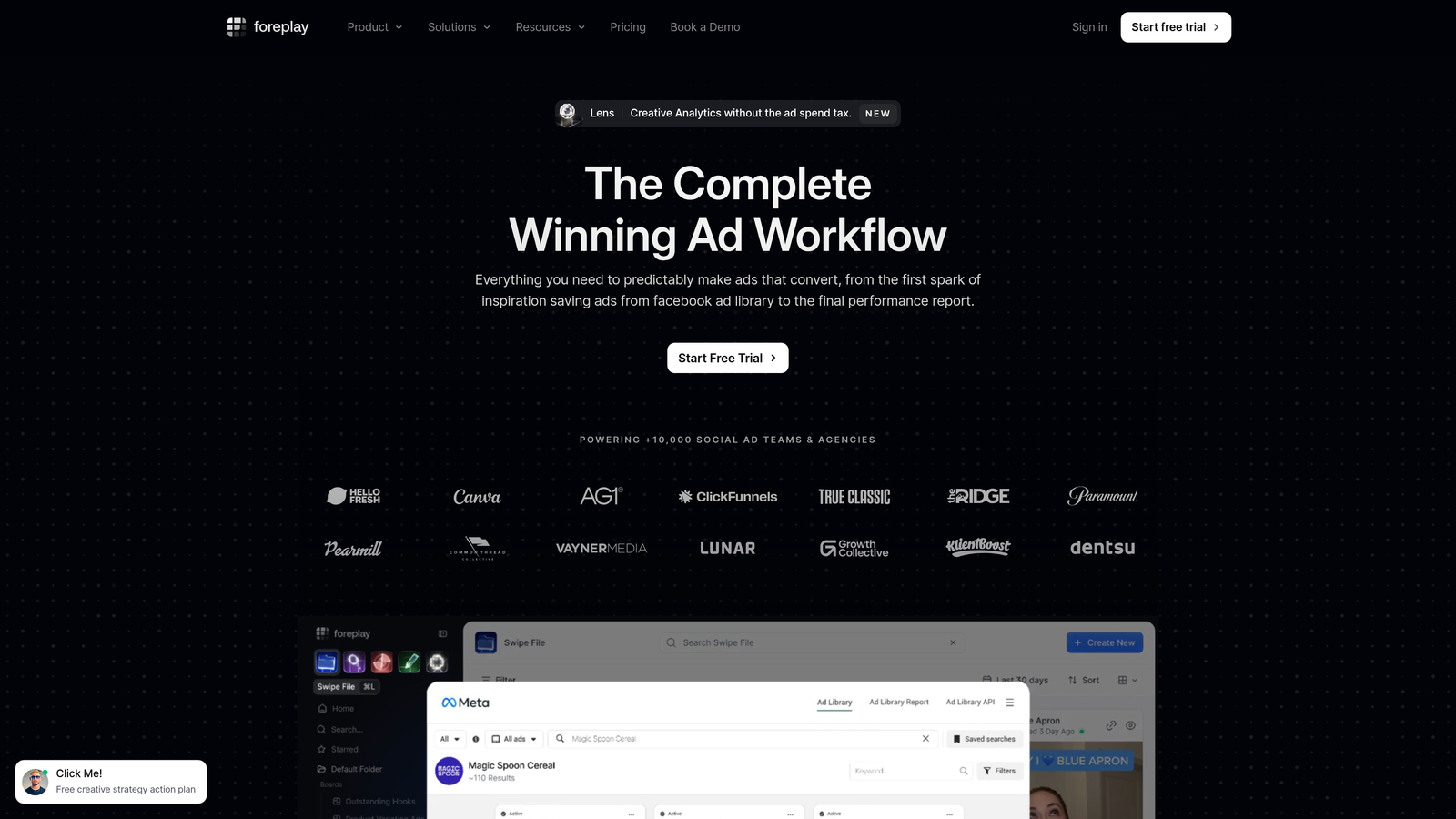 Screenshot of Foreplay website homepage