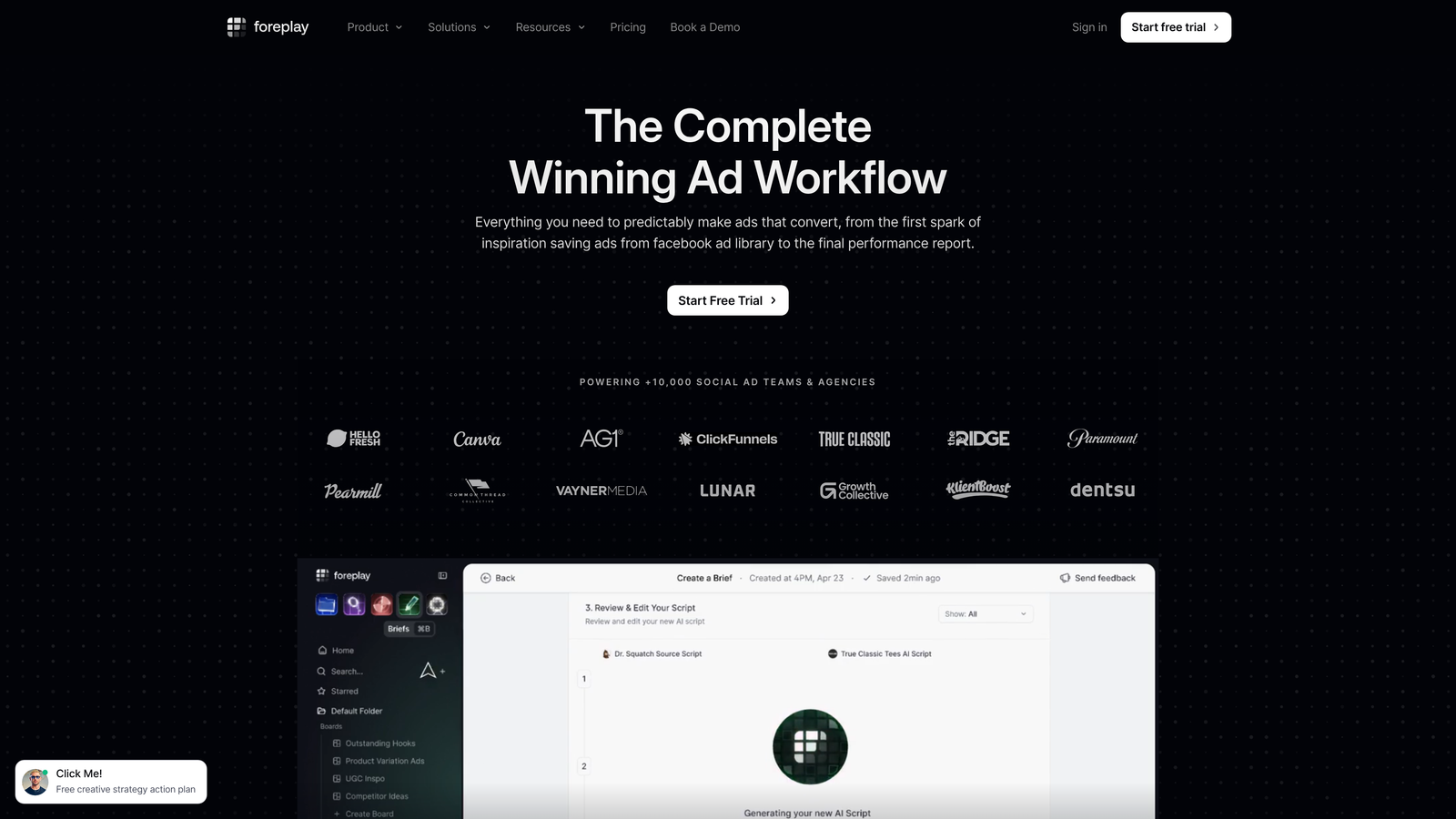 Screenshot of Foreplay website
