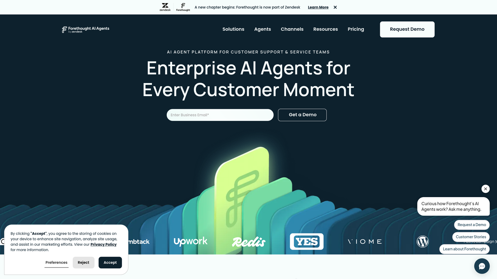 Screenshot of Forethought website